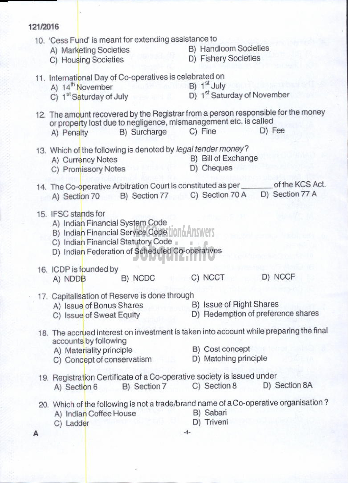 Kerala PSC Question Paper - GODOWN MANAGER KERALA STATE CO OPERATIVE CONSUMERS FEDERATION LTD-2