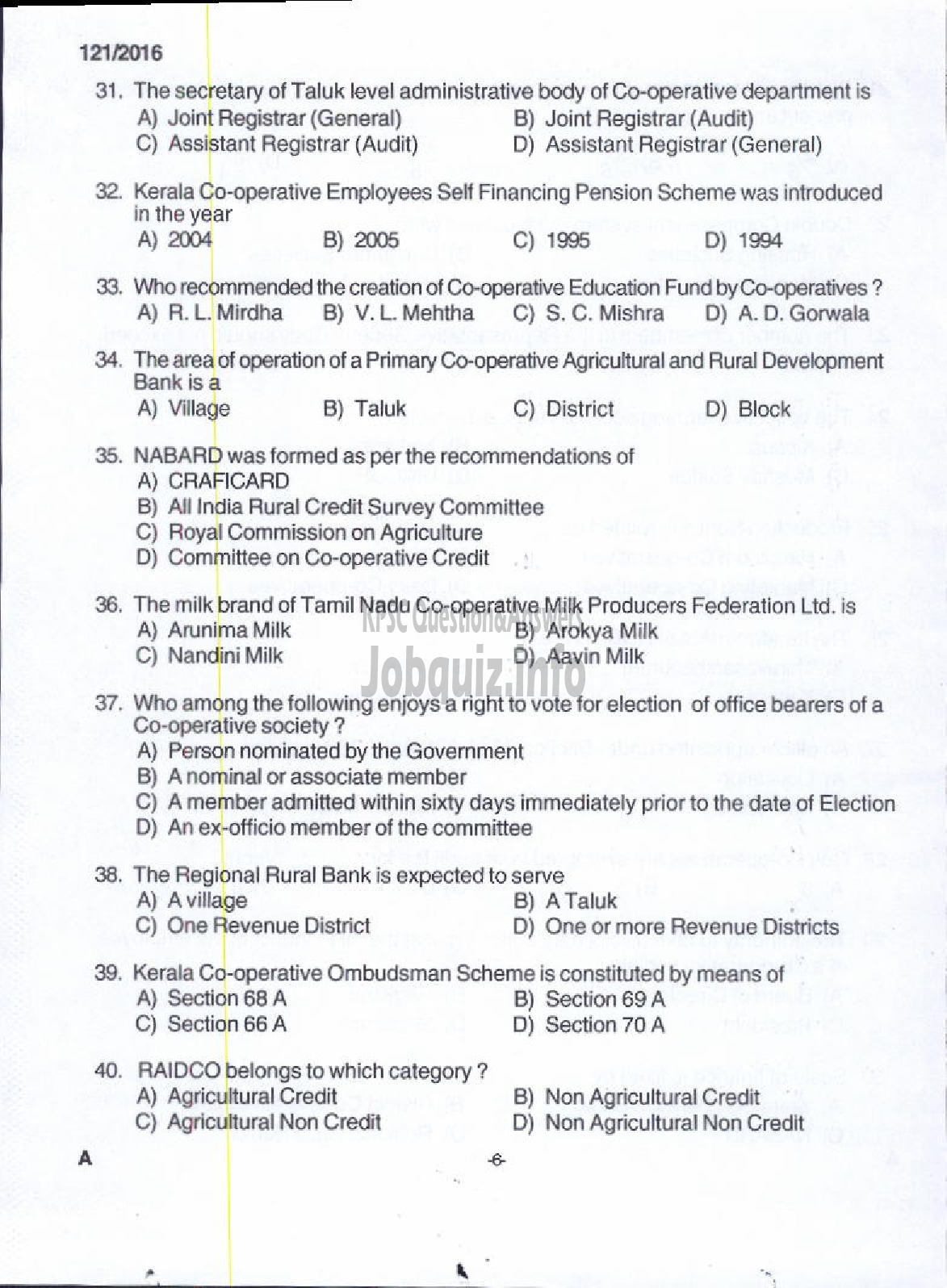 Kerala PSC Question Paper - GODOWN MANAGER KERALA STATE CO OPERATIVE CONSUMERS FEDERATION LTD-4