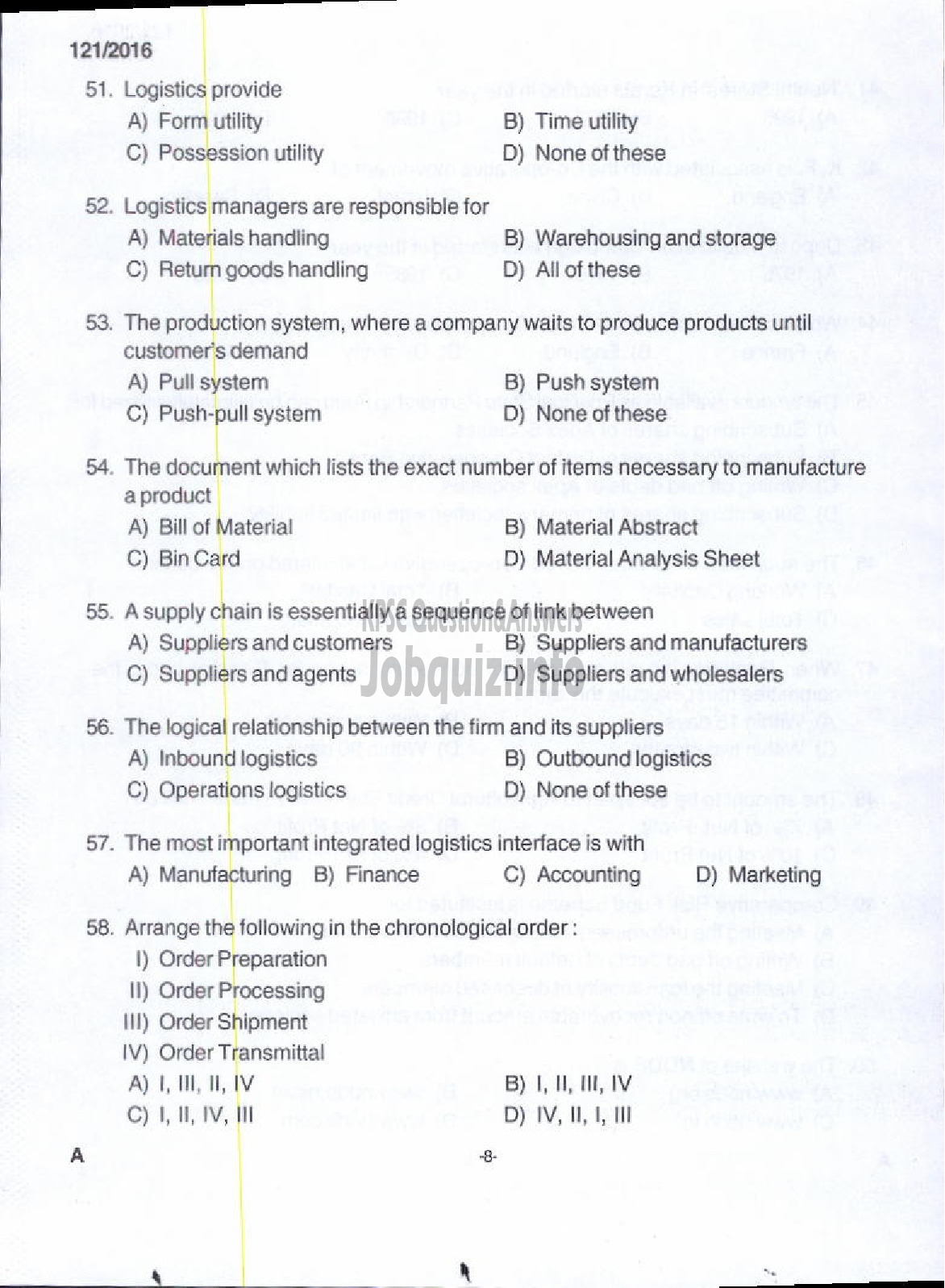 Kerala PSC Question Paper - GODOWN MANAGER KERALA STATE CO OPERATIVE CONSUMERS FEDERATION LTD-6