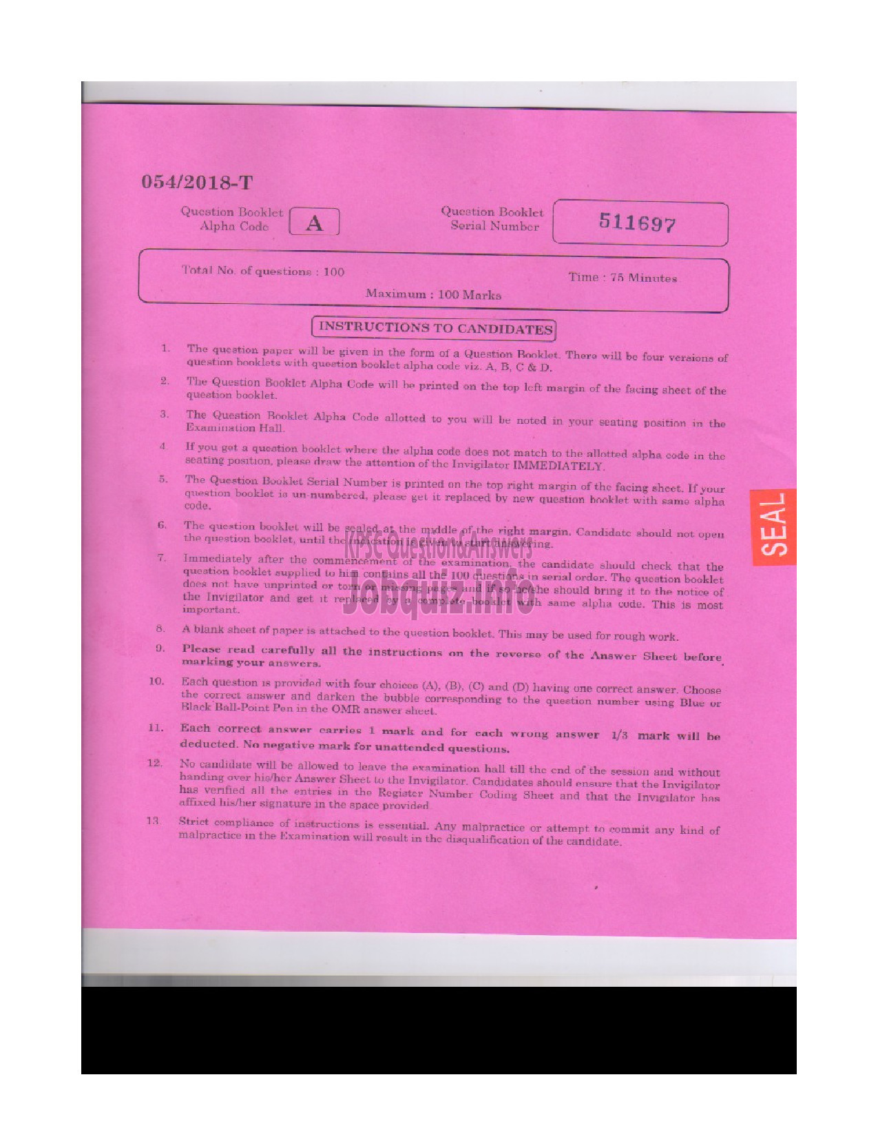 Kerala PSC Question Paper - Gardener Gr III Department: Kerala State Drugs & Pharmaceutical Ltd. Medium of Question: Tamil -1