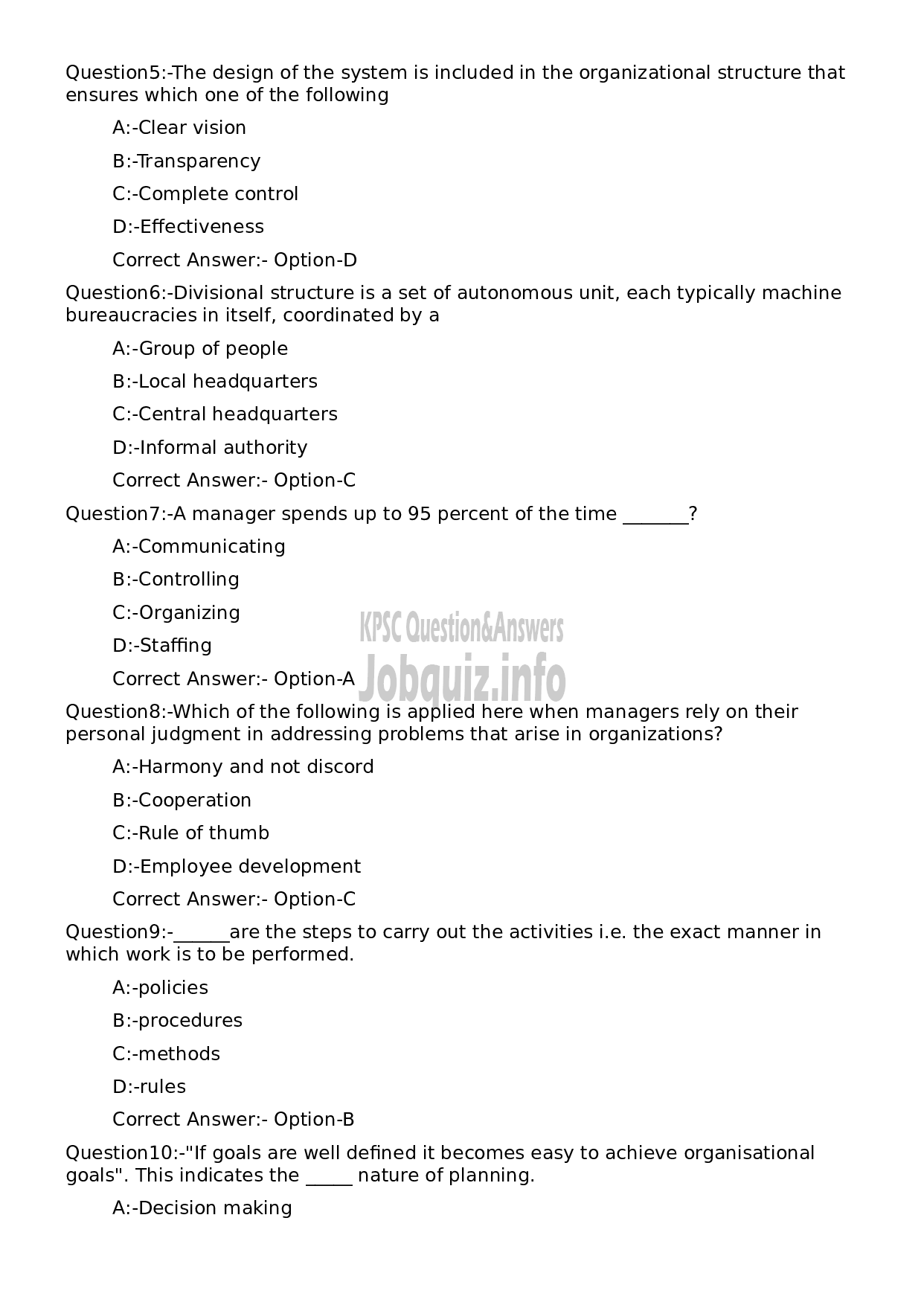 Kerala PSC Question Paper - General Manager-2