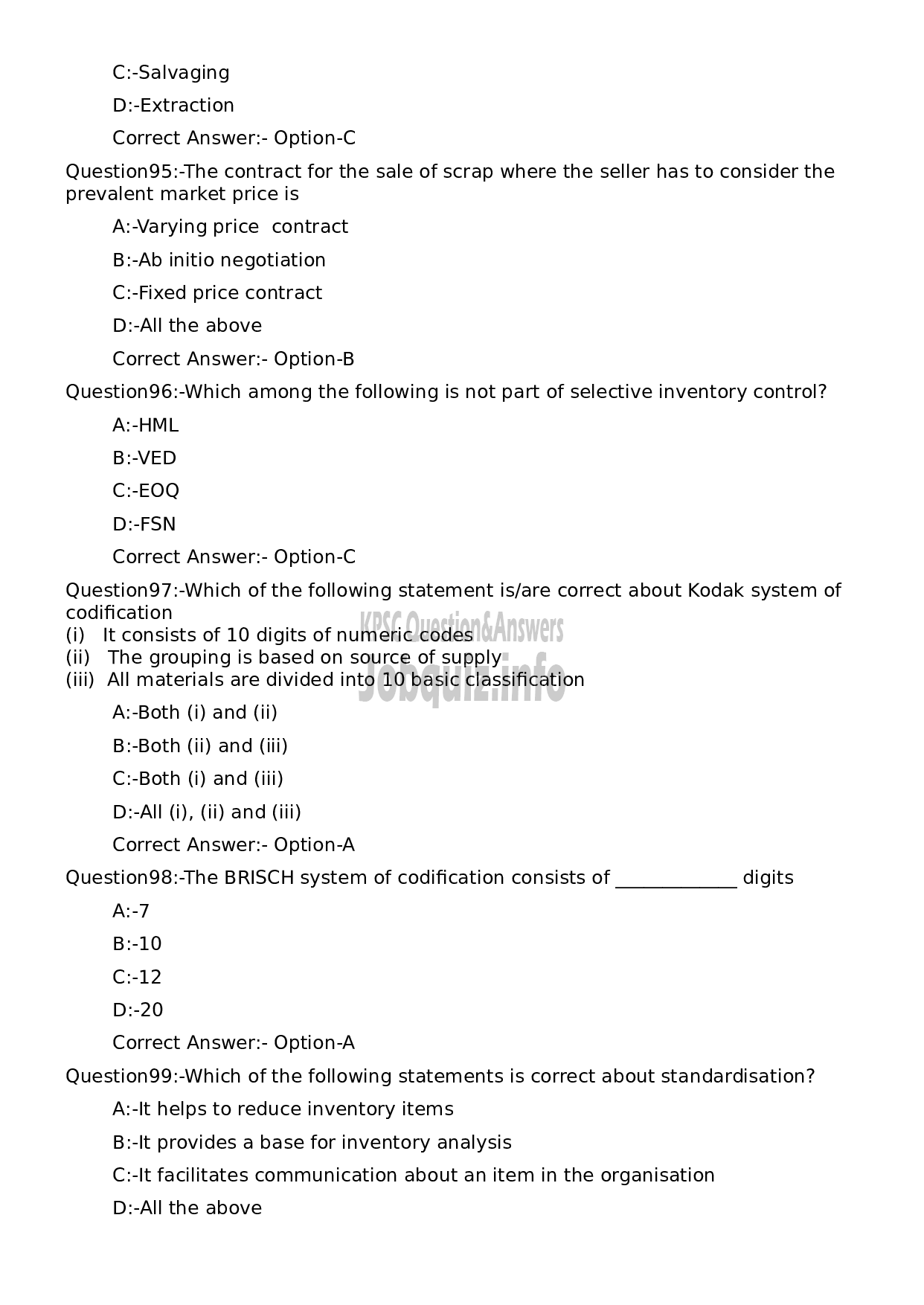 Kerala PSC Question Paper - General Manager-20