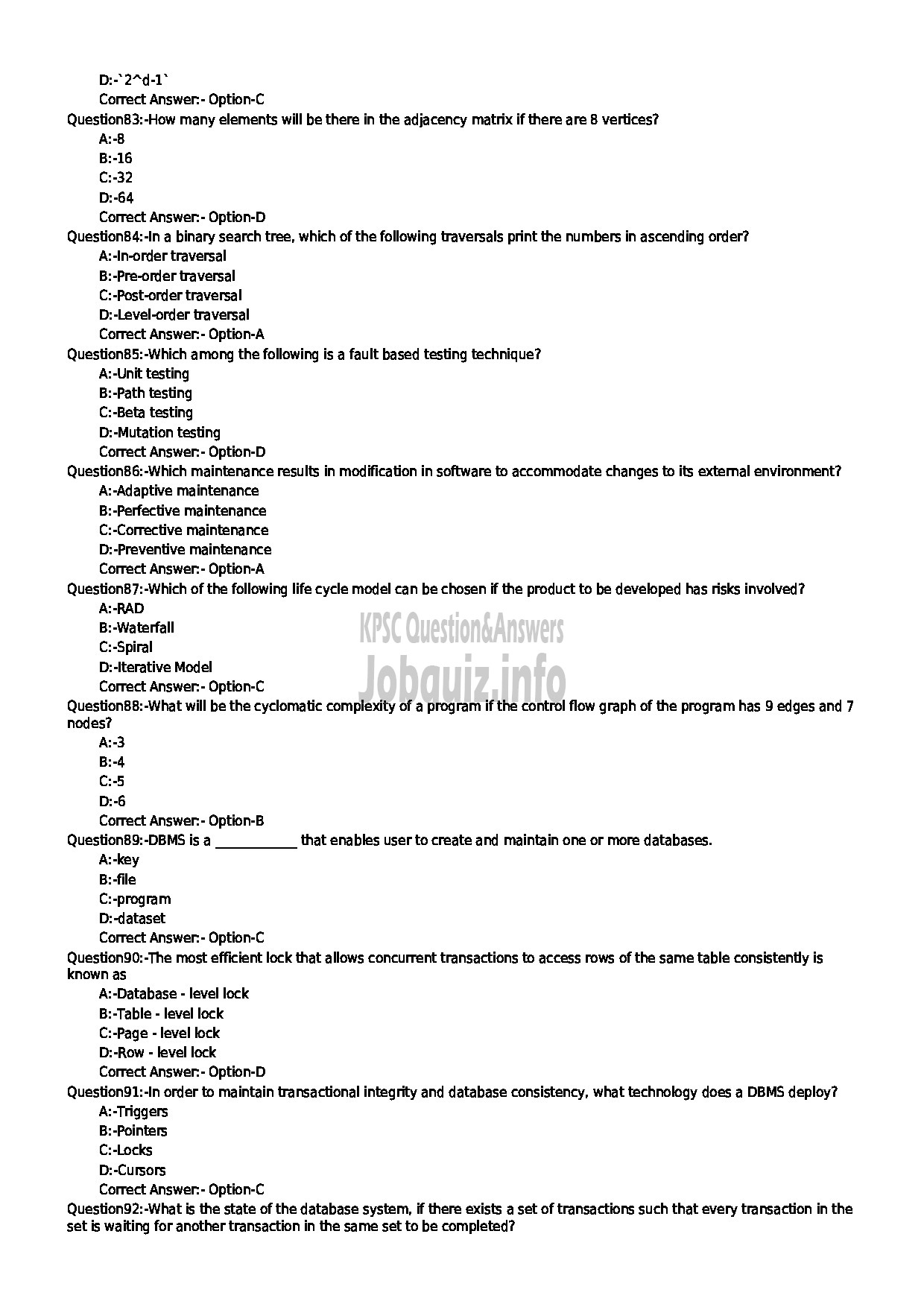 Kerala PSC Question Paper - HEAD OF SECTION COMPUTER ENGINEERING TECHNICAL EDUCATION Medium of Question: English-10