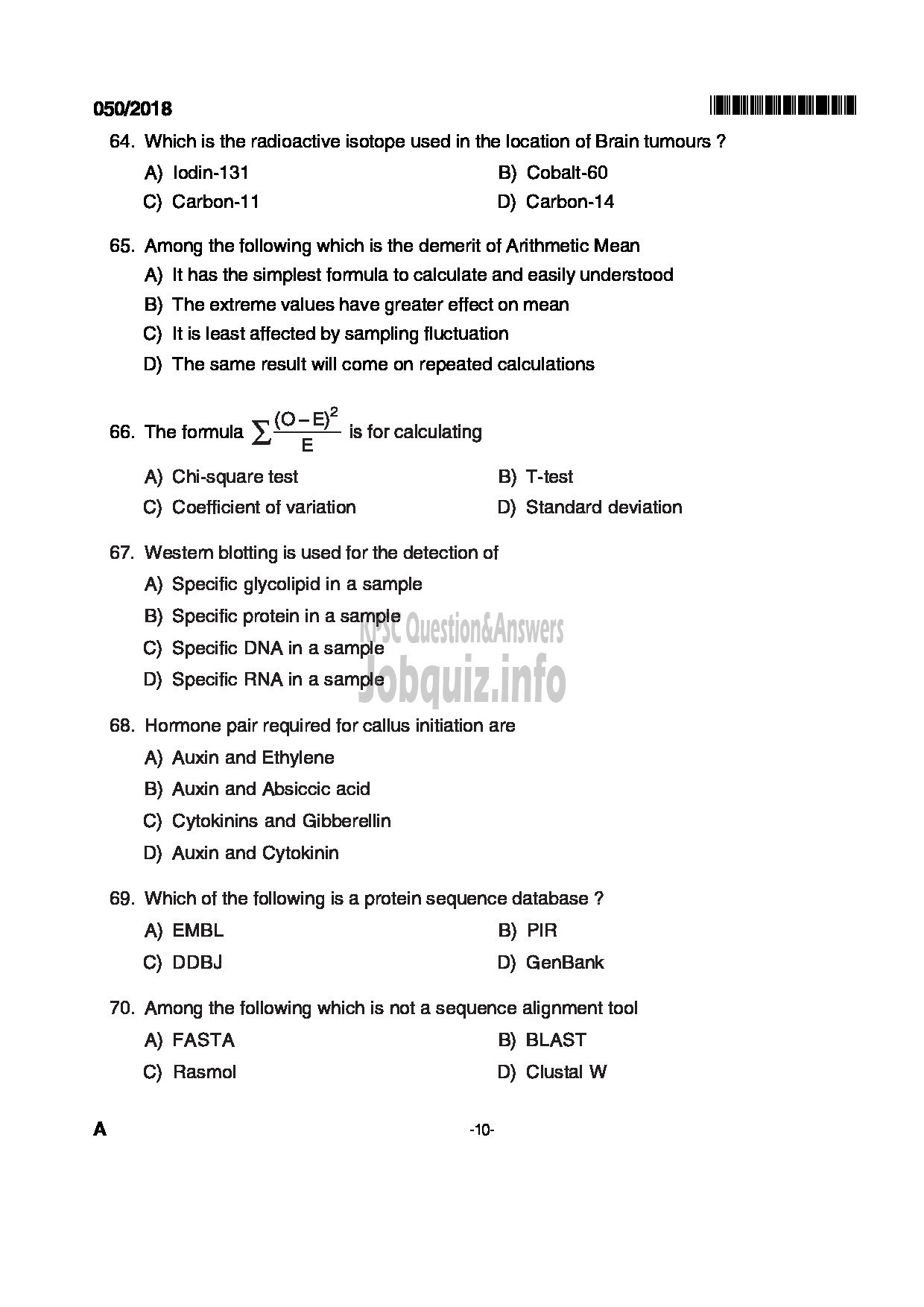 Kerala PSC Question Paper - HIGHER SECONDARY SCHOOL TEACHER JUNIOR BOTANY KERALA HIGHER SECONDARY SCHOOL EDUCATION-10