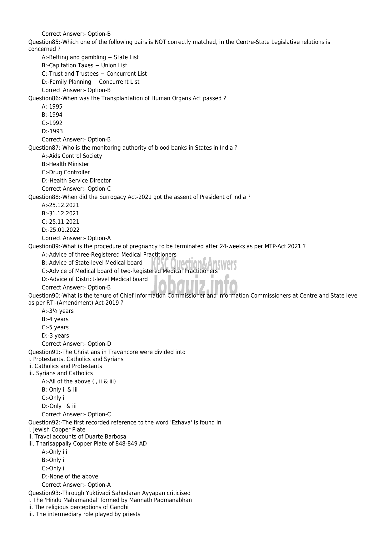 Kerala PSC Question Paper - HIGHER SECONDARY SCHOOL TEACHER (JUNIOR) GEOGRAPHY-11