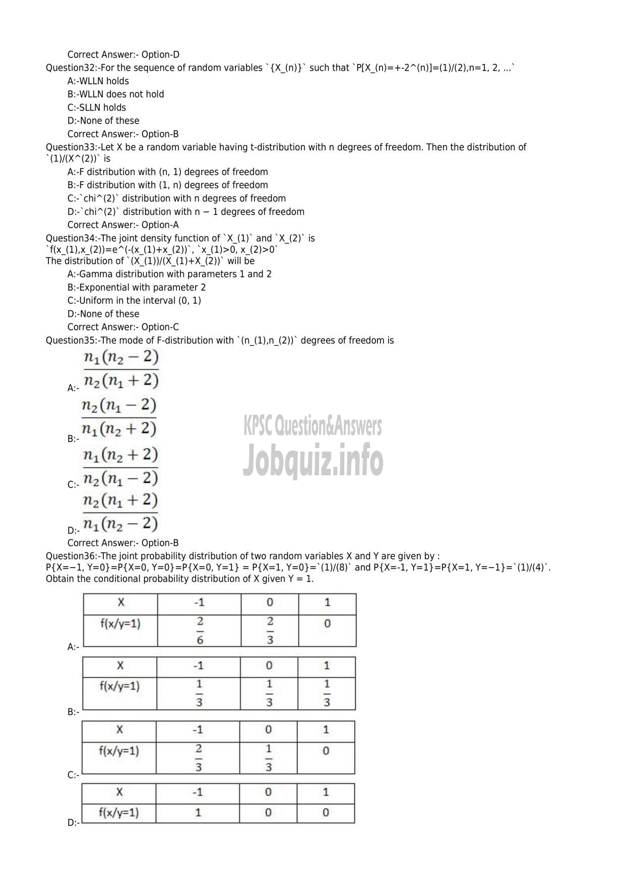 Kerala PSC Question Paper - HIGHER SECONDARY SCHOOL TEACHER (STATISTICSE)-5