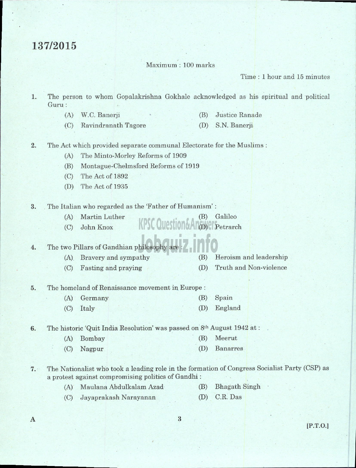 Kerala PSC Question Paper - HIGH SCHOOL ASSISTANT ENGLISH NCA DIRECT EDUCATION-1