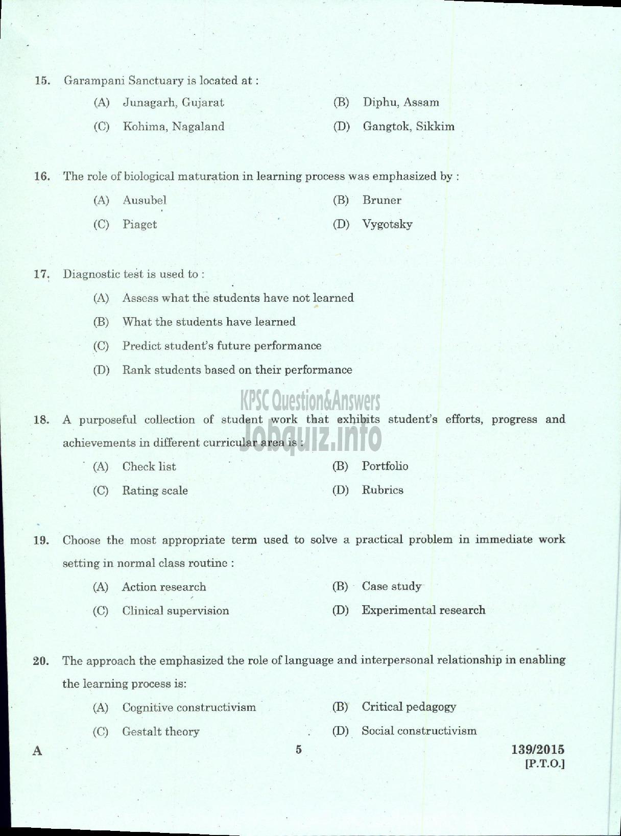 Kerala PSC Question Paper - HIGH SCHOOL ASSISTANT HINDI NCA DIRECT EDUCATION-3