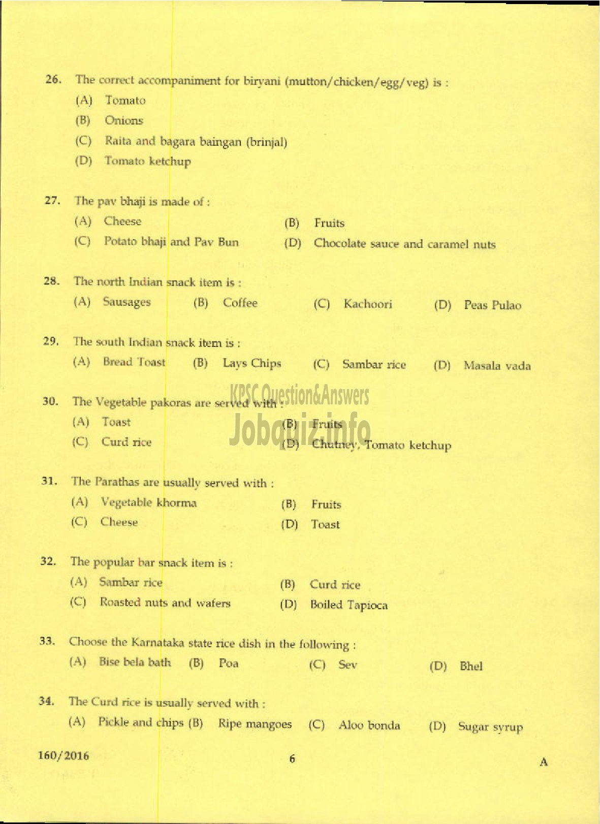 Kerala PSC Question Paper - HOSPITALITY ASSISTANT TOURISM-4