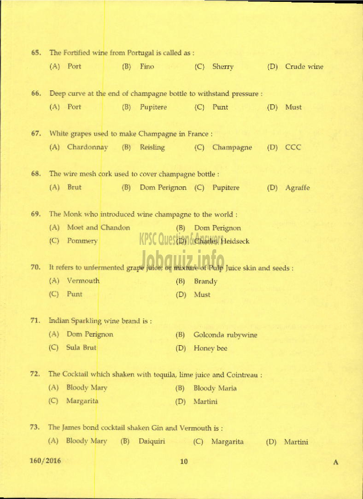 Kerala PSC Question Paper - HOSPITALITY ASSISTANT TOURISM-8