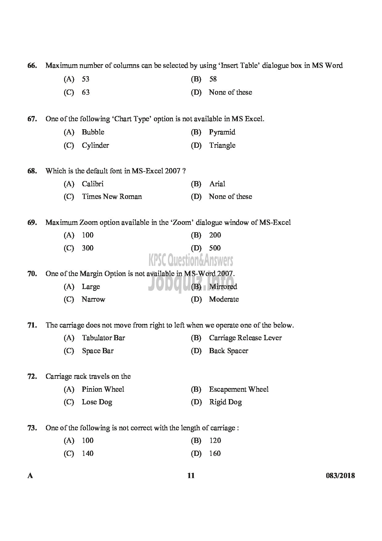 Kerala PSC Question Paper - HSA PHYSICAL SCIENCE MALAYALAM MEDIUM EDUCATION-11