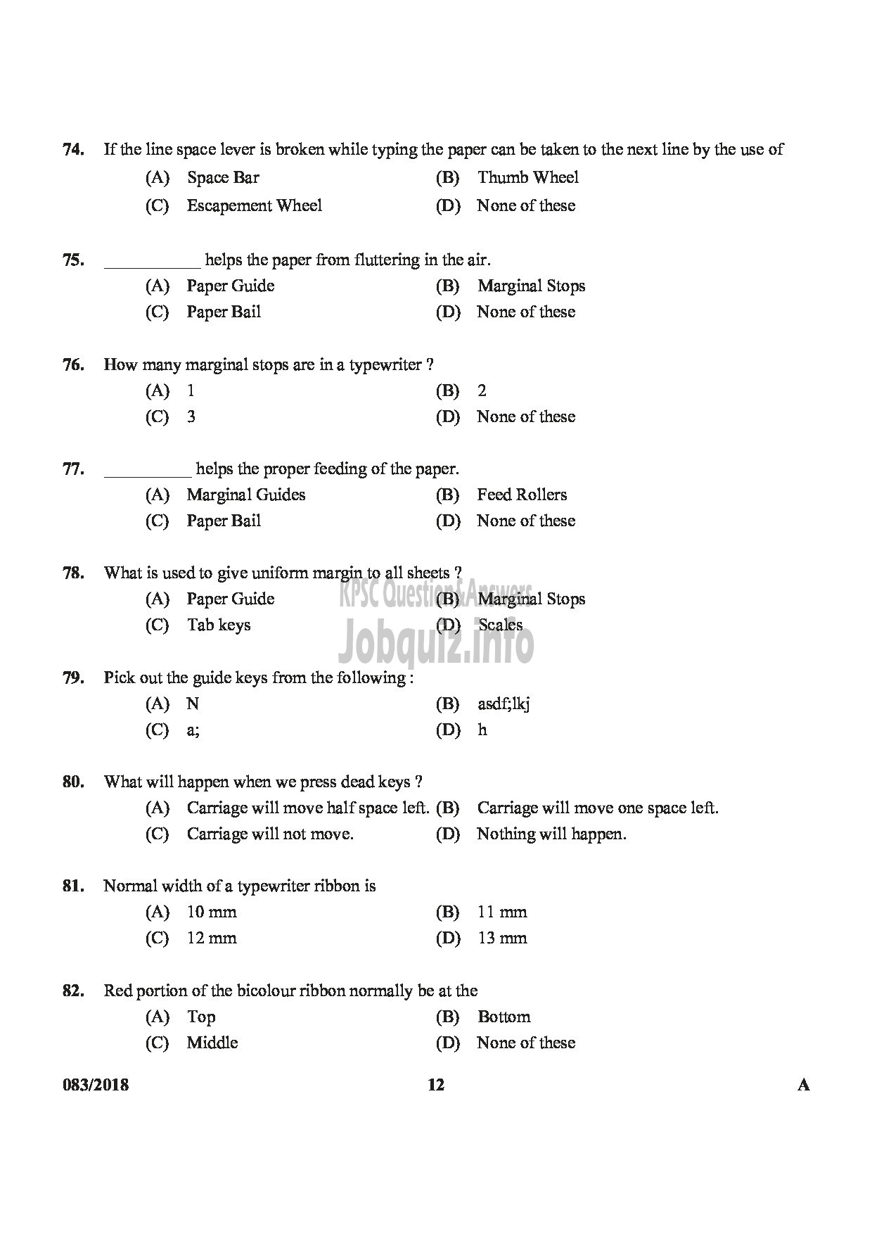 Kerala PSC Question Paper - HSA PHYSICAL SCIENCE MALAYALAM MEDIUM EDUCATION-12