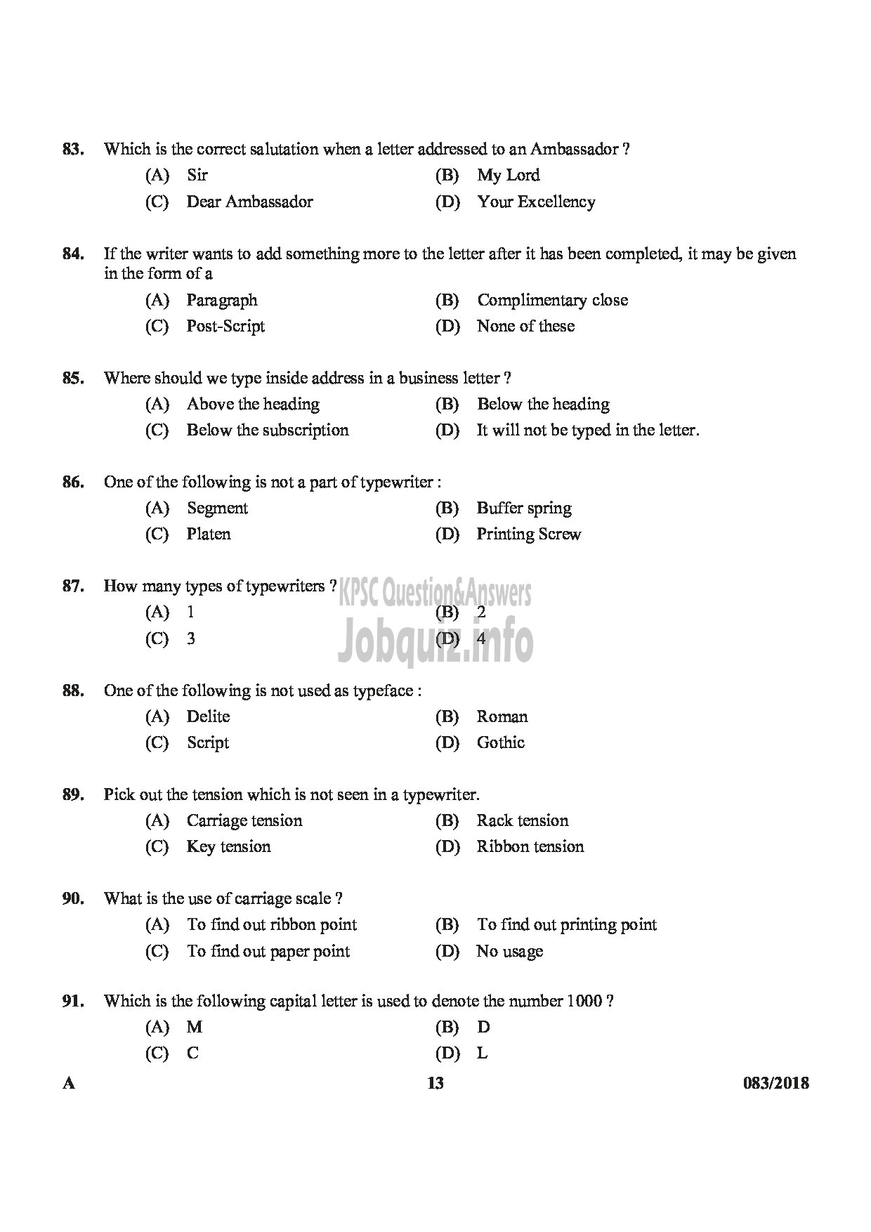 Kerala PSC Question Paper - HSA PHYSICAL SCIENCE MALAYALAM MEDIUM EDUCATION-13