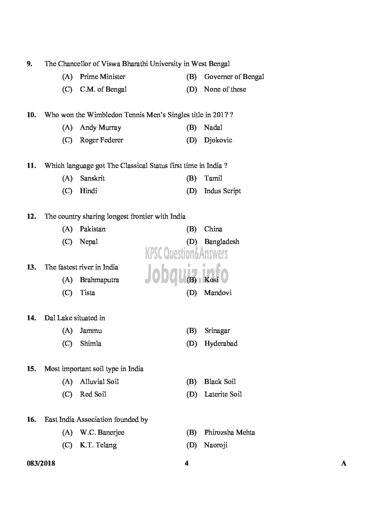 Kerala PSC Question Paper - HSA PHYSICAL SCIENCE MALAYALAM MEDIUM EDUCATION-4