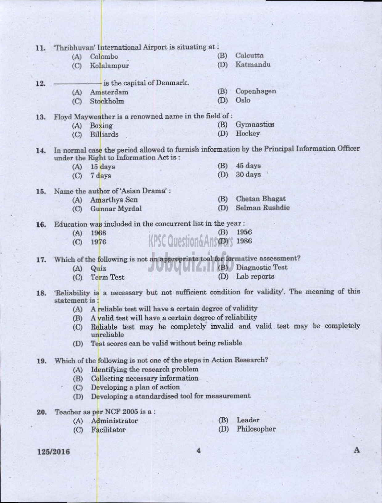Kerala PSC Question Paper - HSA SOCIAL STUDIES MALAYALAM MEDIUM EDUCATION-2