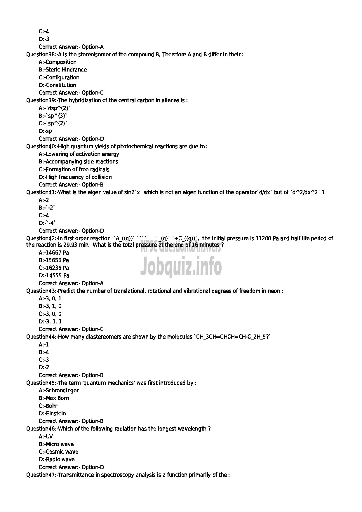 Kerala PSC Question Paper - HSST CHEMISTRY JR SR FOR SC / ST ONLY KHSE-5