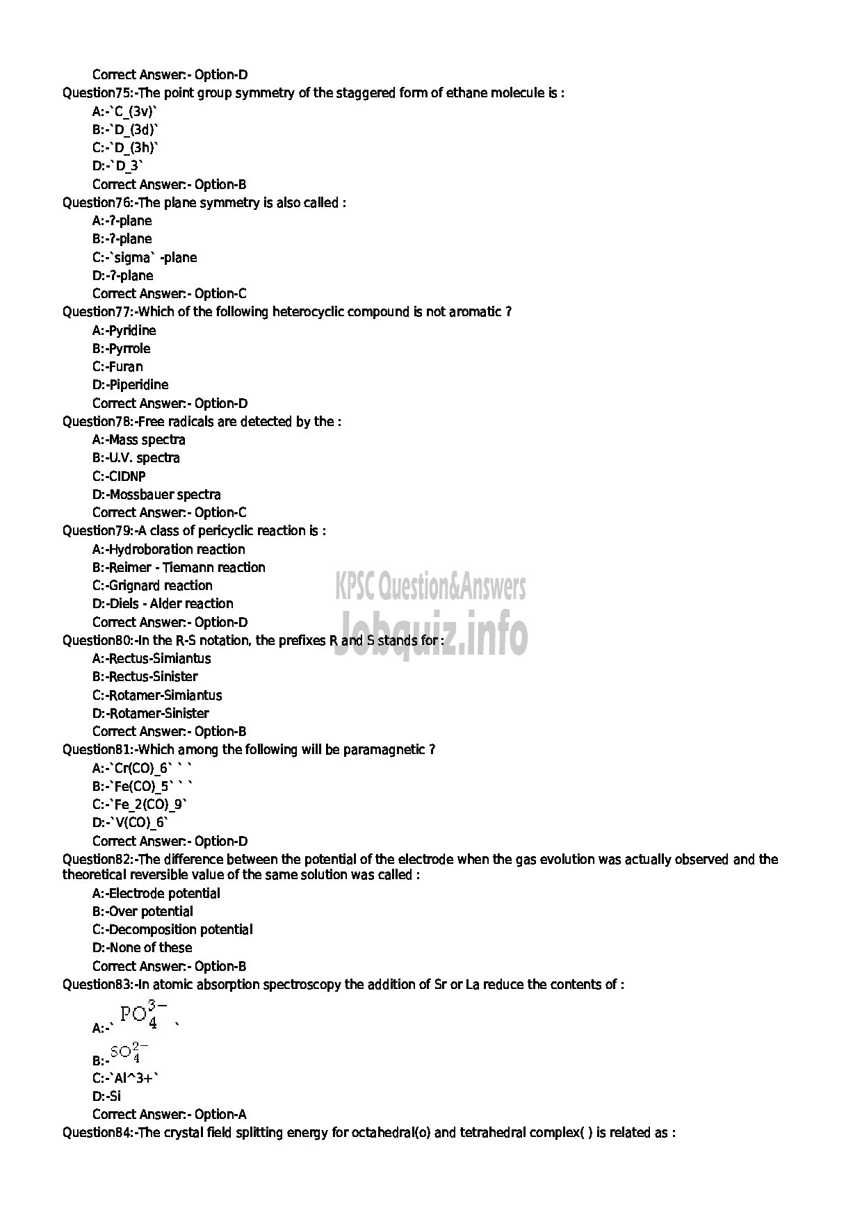 Kerala PSC Question Paper - HSST CHEMISTRY JR SR FOR SC / ST ONLY KHSE-9