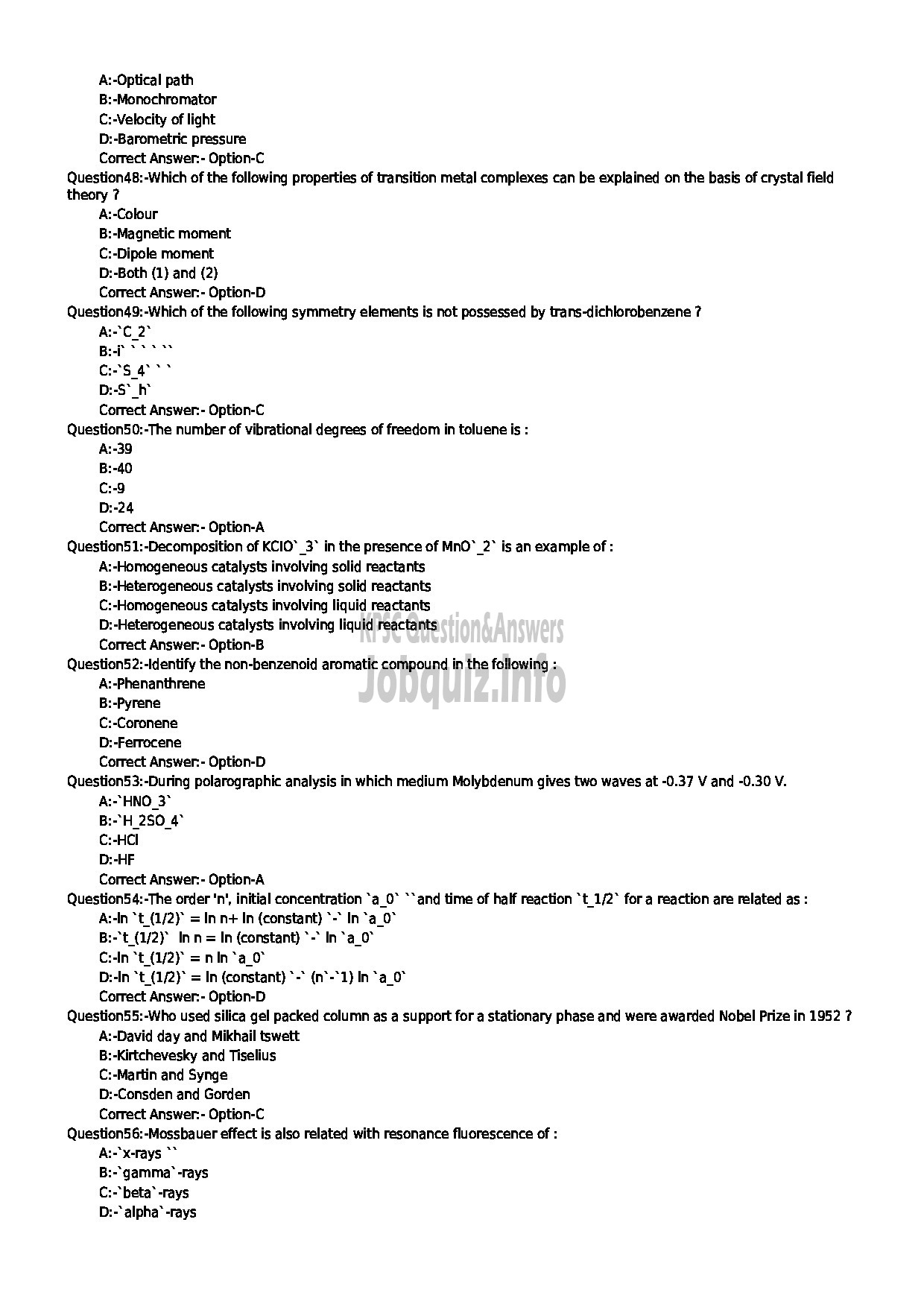 Kerala PSC Question Paper - HSST CHEMISTRY JR SR FOR SC / ST ONLY KHSE-6