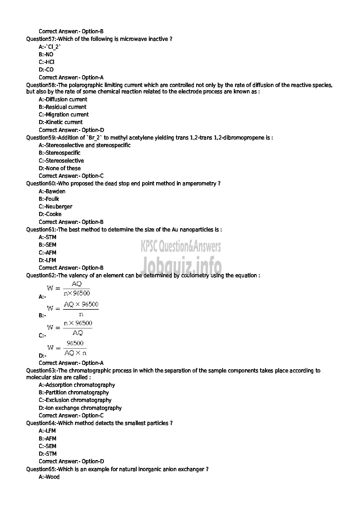 Kerala PSC Question Paper - HSST CHEMISTRY JR SR FOR SC / ST ONLY KHSE-7