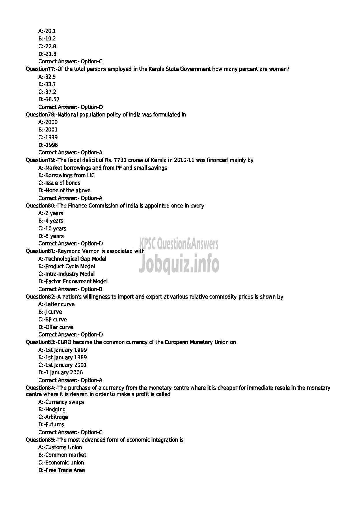 Kerala PSC Question Paper - HSST ECONOMICS SR FOR SC/ST KHSE-9