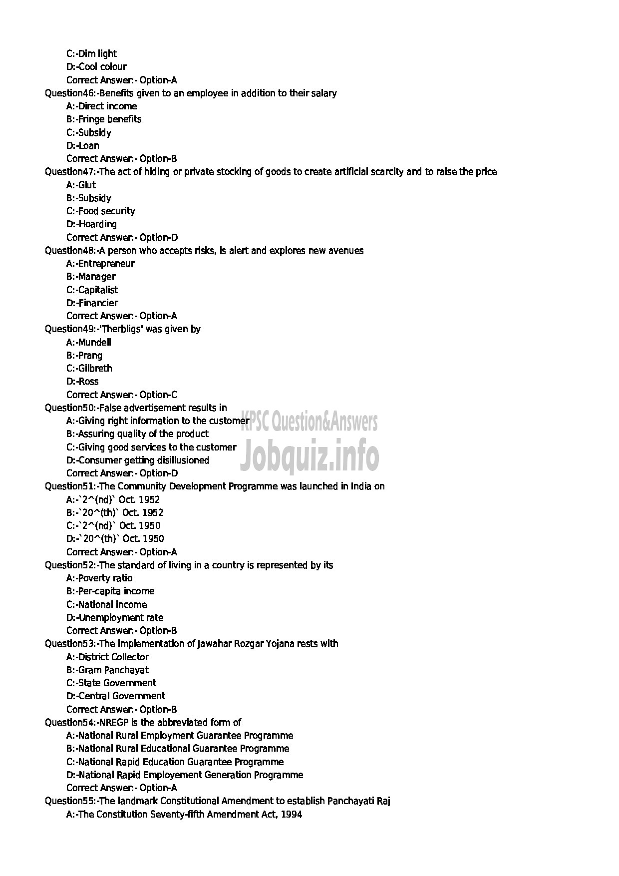 Kerala PSC Question Paper - HSST HOME SCIENCE KHSE-6