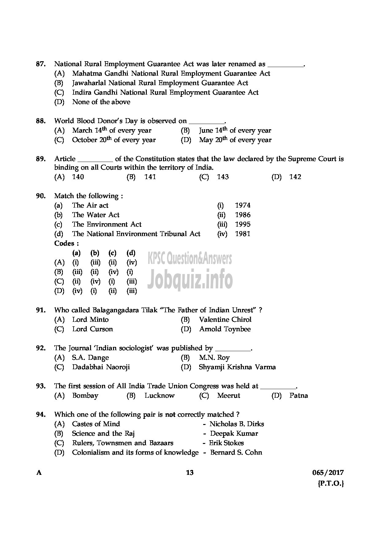 Kerala PSC Question Paper - HSST JR URDU HSE QUESTION PAPER-12