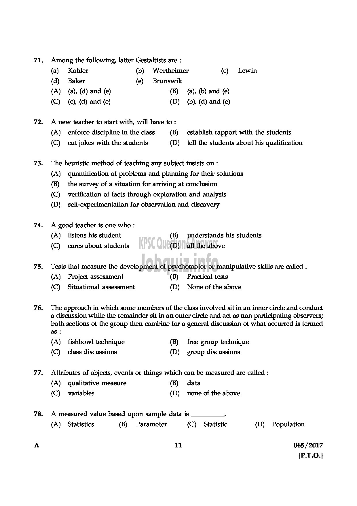 Kerala PSC Question Paper - HSST JR URDU HSE QUESTION PAPER-10