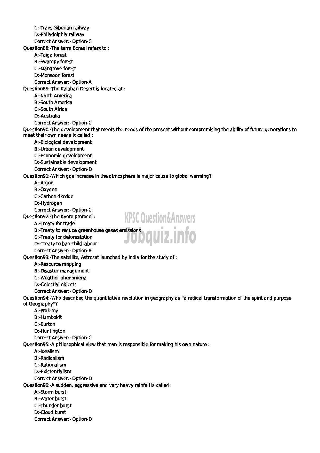 Kerala PSC Question Paper - HSST JUNIOR GEOGRAPHY SR FOR SC/ST KHSE-10