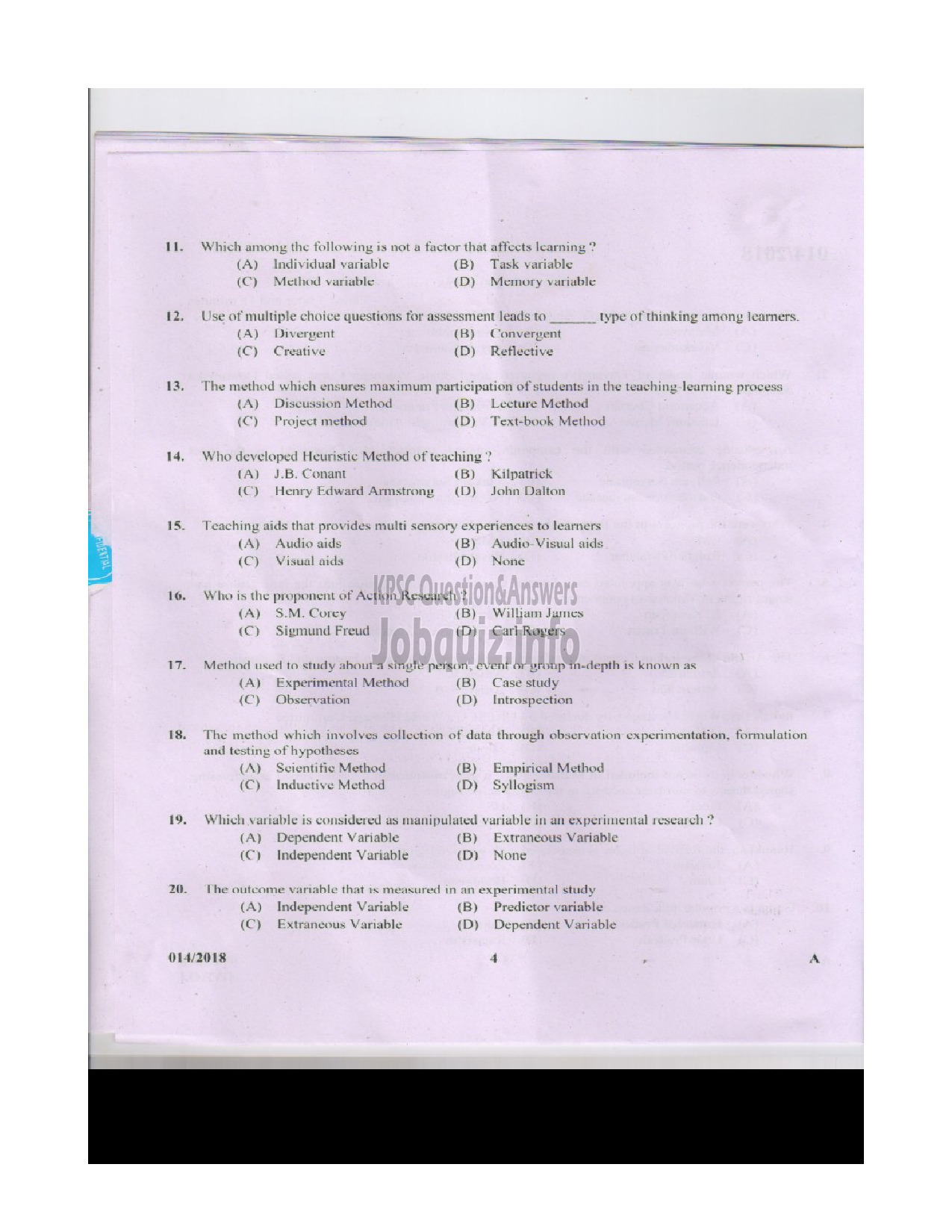 Kerala PSC Question Paper - HSST (JUNIOR) MATHEMATICS-3