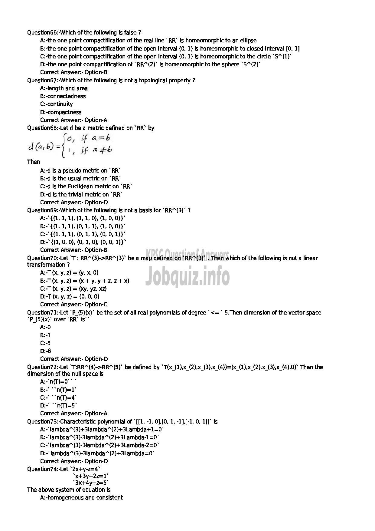 Kerala PSC Question Paper - HSST JUR MATHEMATICS NCA HIGHER SECONDARY EDUCATION-8