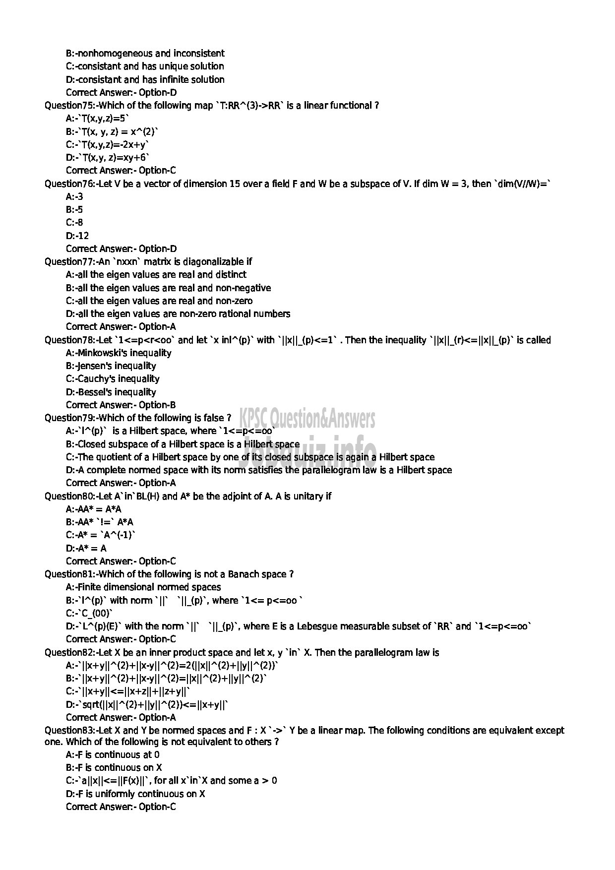 Kerala PSC Question Paper - HSST JUR MATHEMATICS NCA HIGHER SECONDARY EDUCATION-9