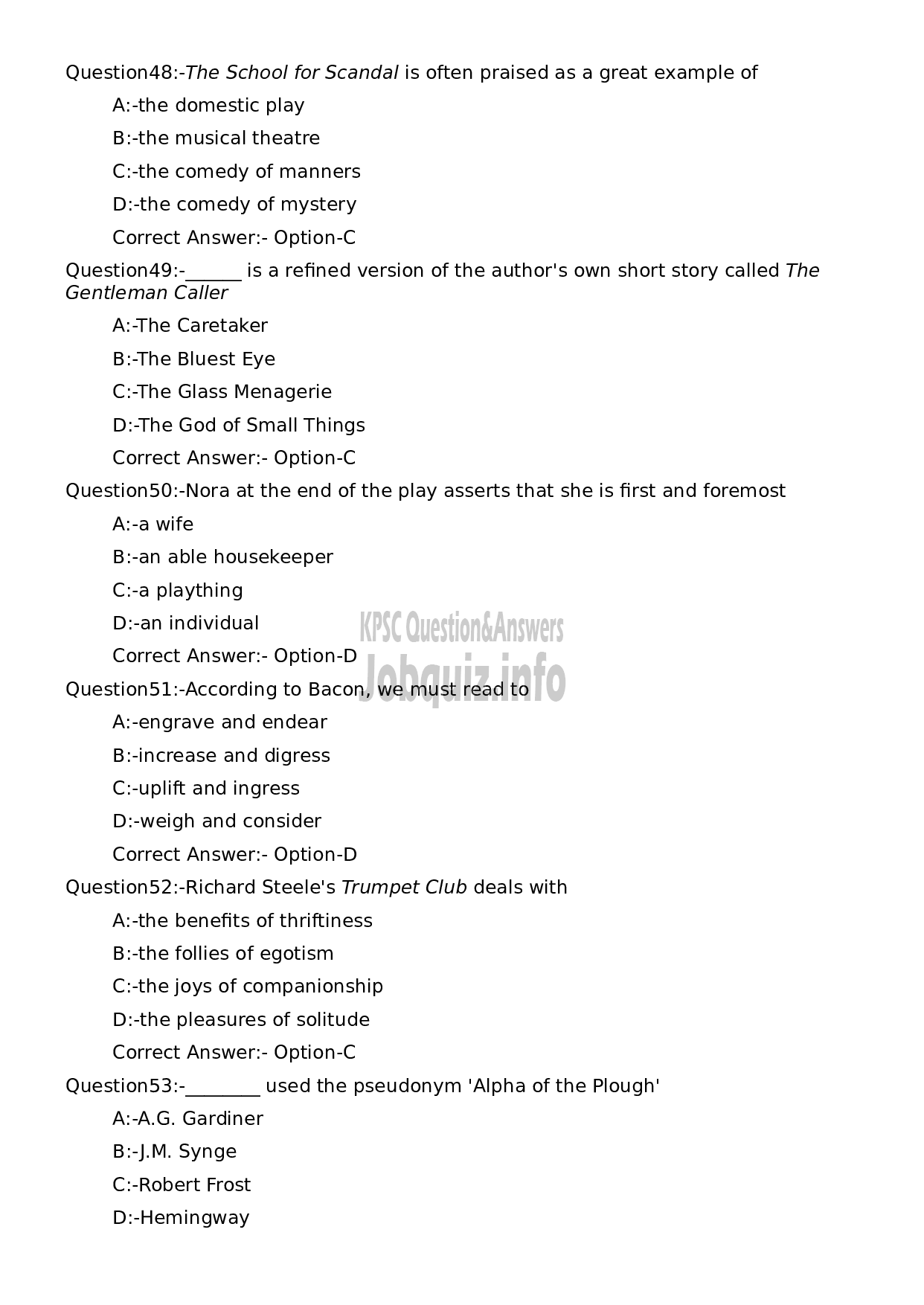 Kerala PSC Question Paper - High School Teacher English (By Transfer)-11