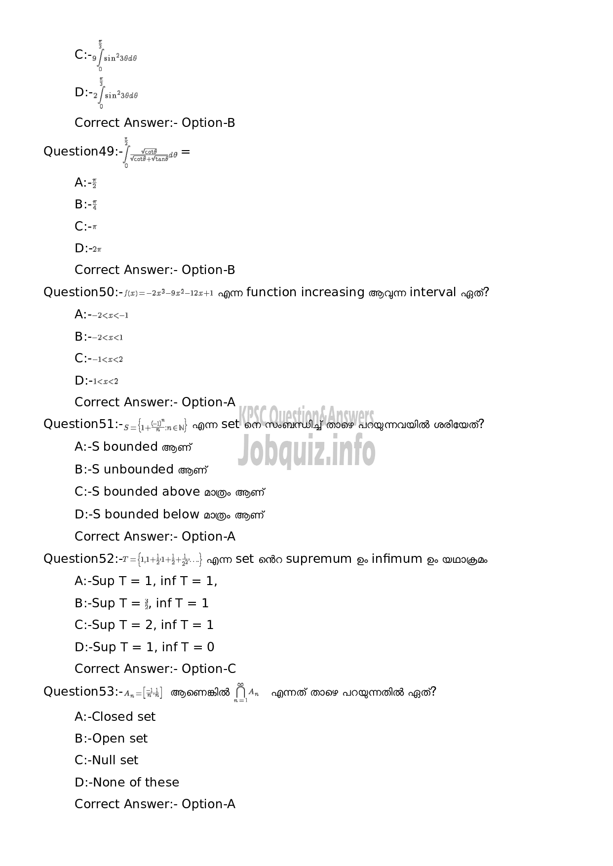 Kerala PSC Question Paper - High School Teacher Mathematics (Malayalam Medium)-10