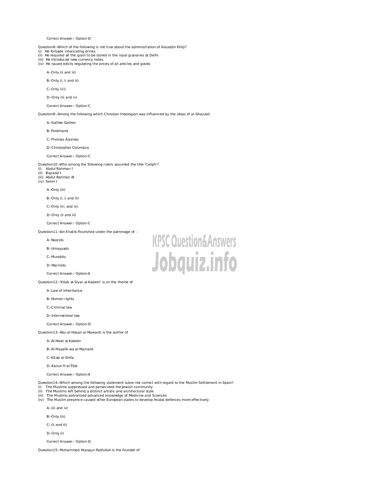 Kerala PSC Question Paper - Higher Sceondary School Teacher in Islamic History - Kerla Higher Secondary Education -2
