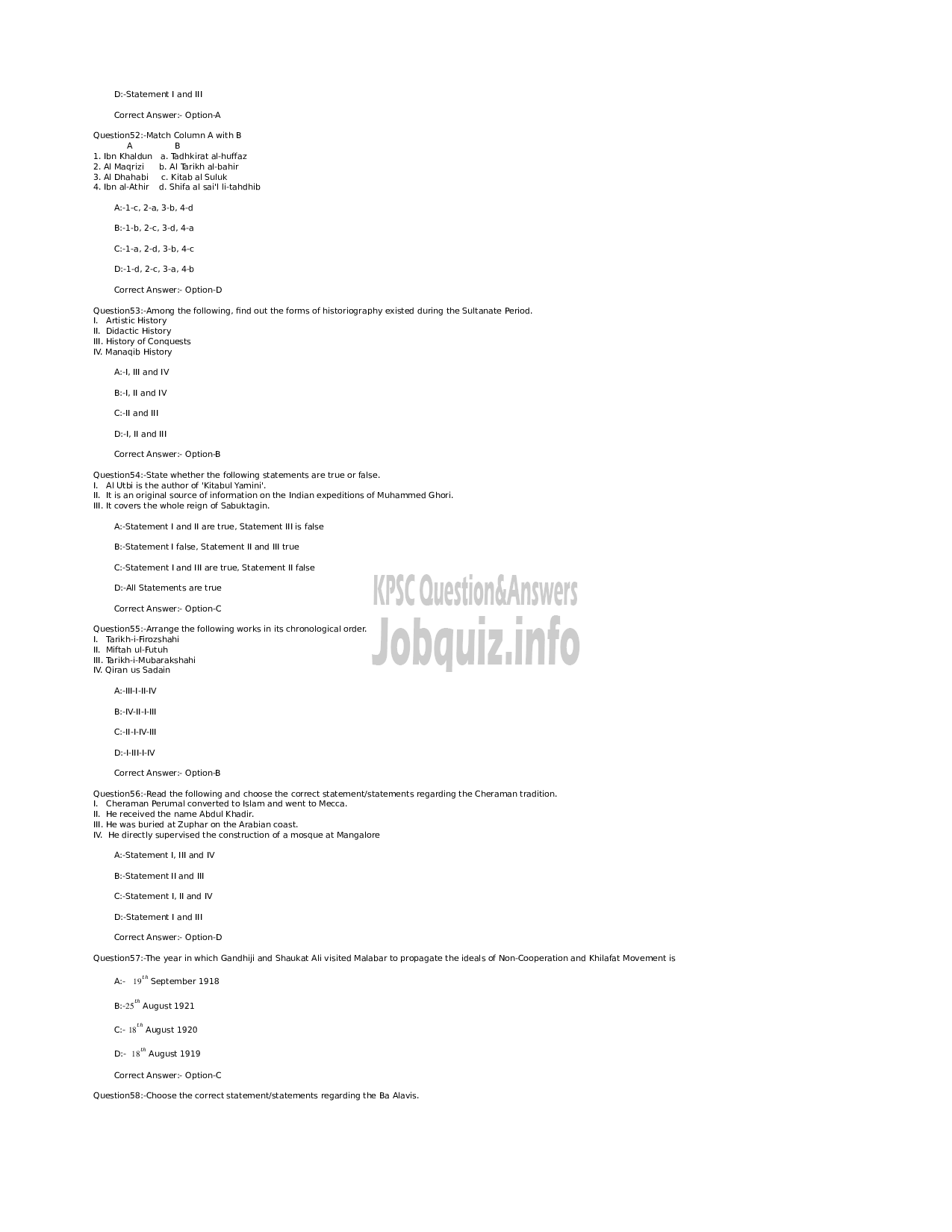 Kerala PSC Question Paper - Higher Sceondary School Teacher in Islamic History - Kerla Higher Secondary Education -8