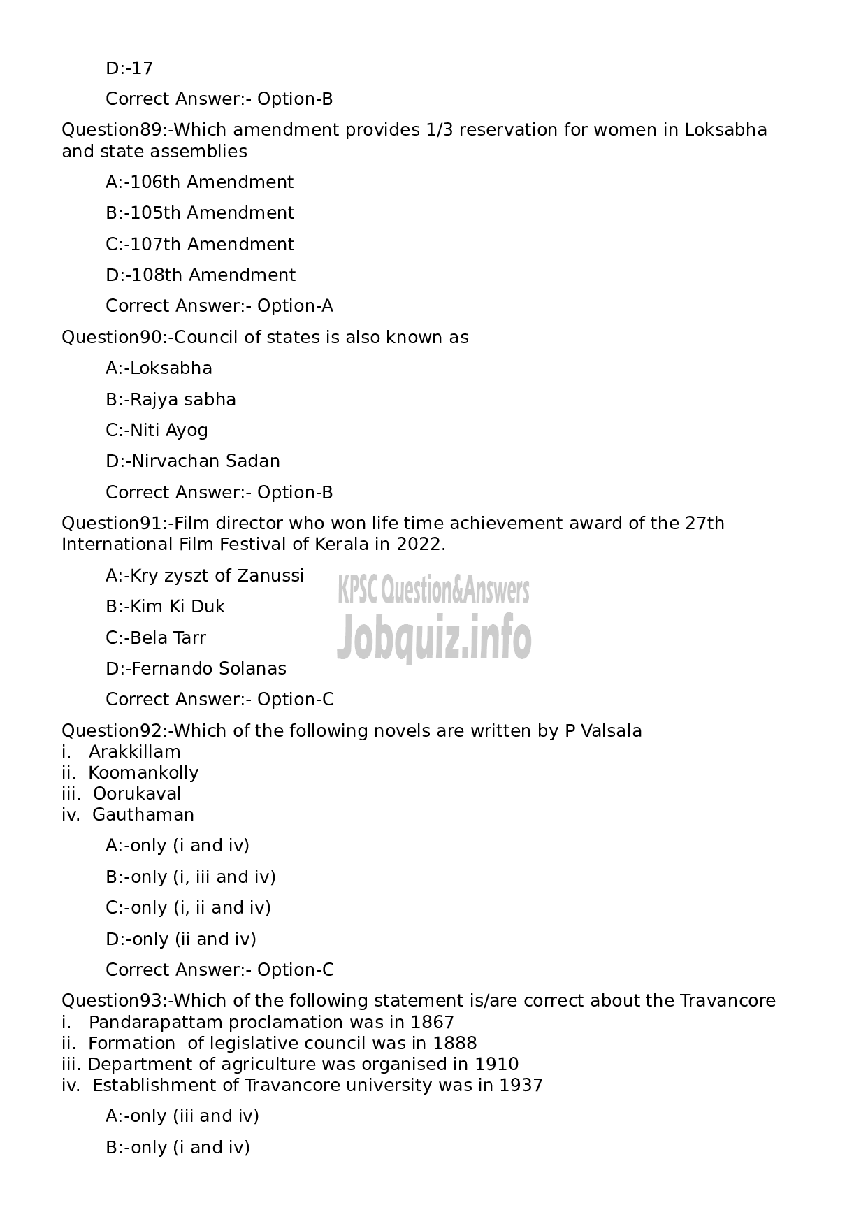 Kerala PSC Question Paper - Higher Secondary School Teacher Chemistry (SR for ST)-18