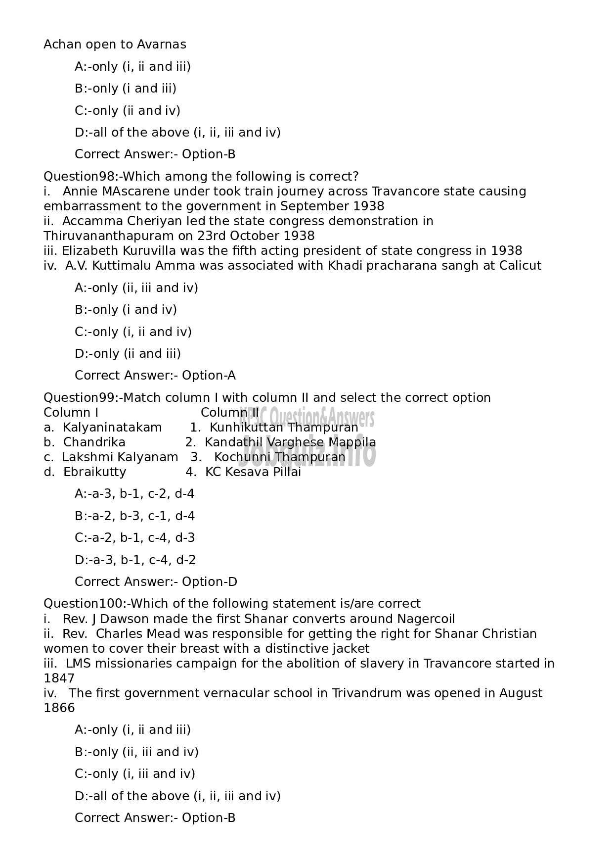 Kerala PSC Question Paper - Higher Secondary School Teacher Chemistry (SR for ST)-20