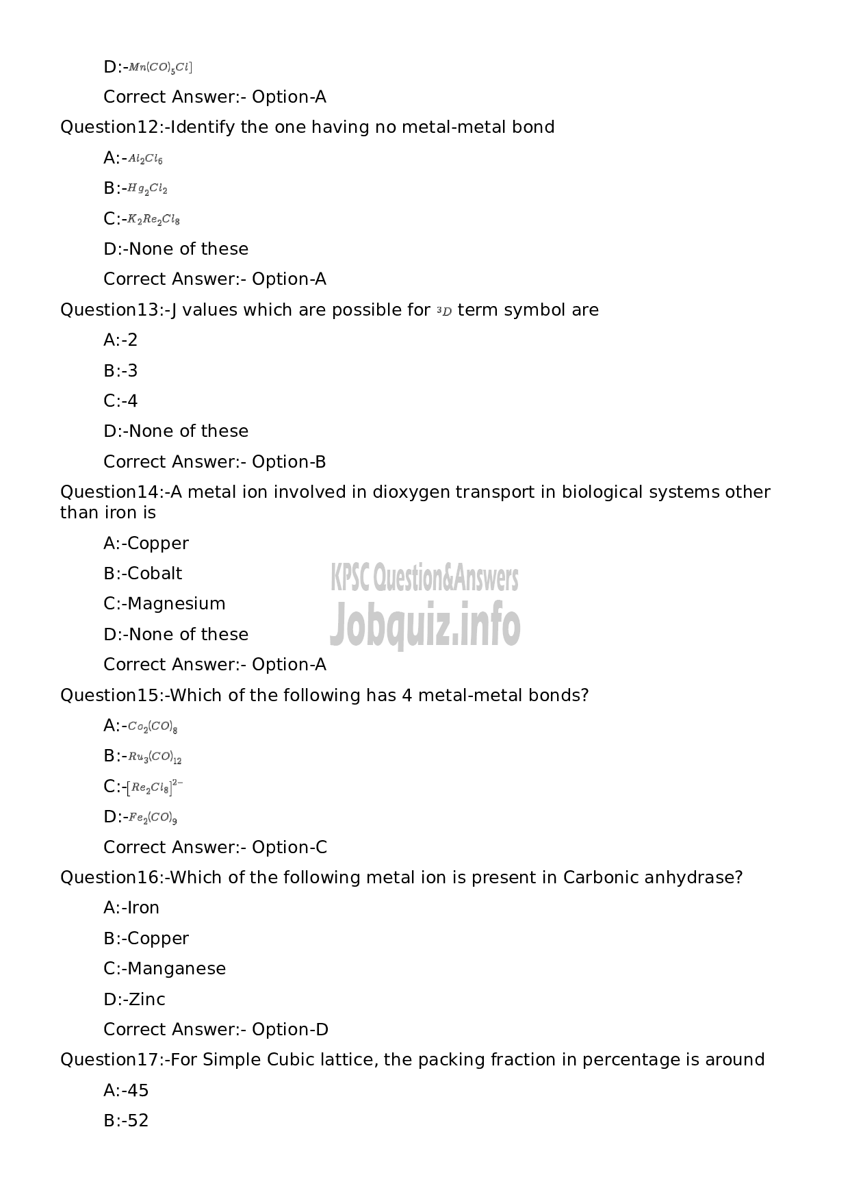 Kerala PSC Question Paper - Higher Secondary School Teacher Chemistry (SR for ST)-3