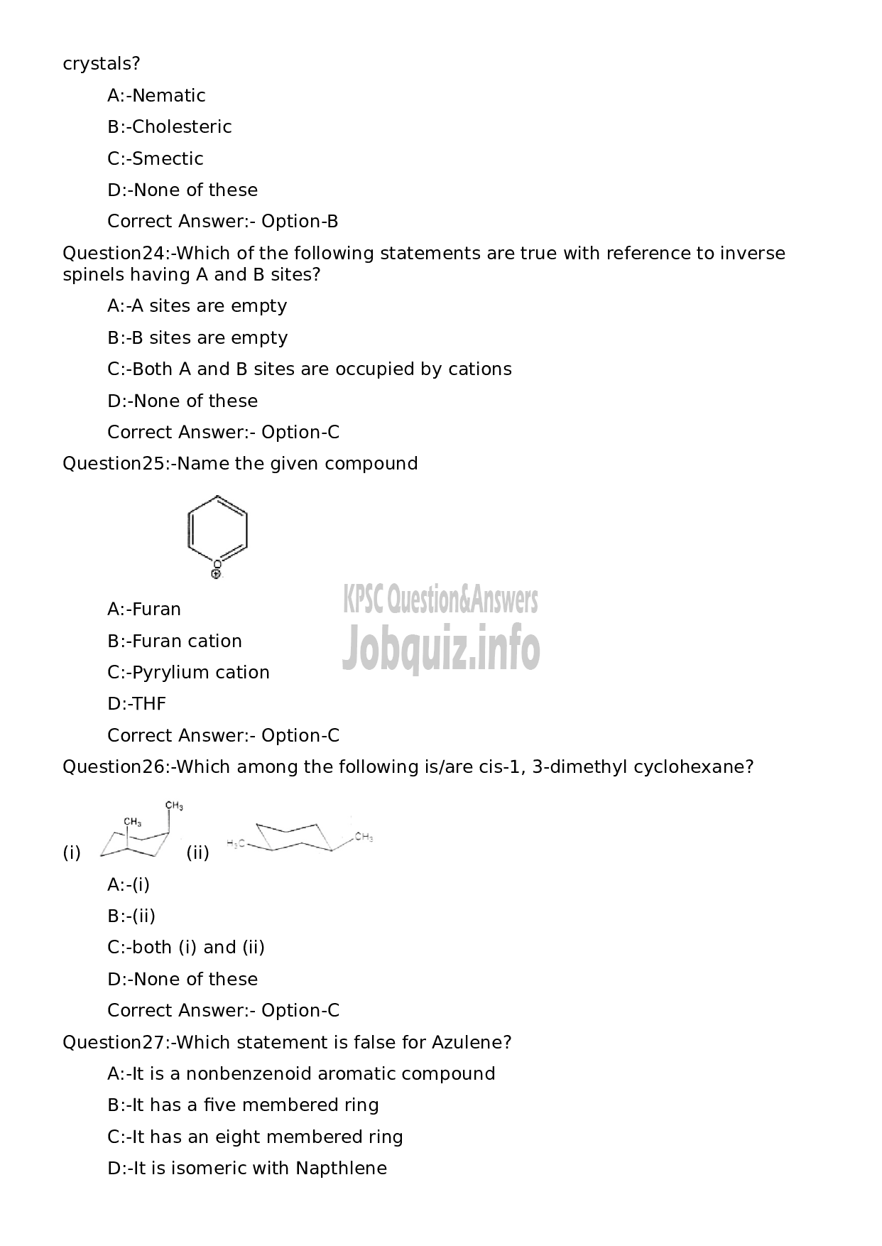 Kerala PSC Question Paper - Higher Secondary School Teacher Chemistry (SR for ST)-5