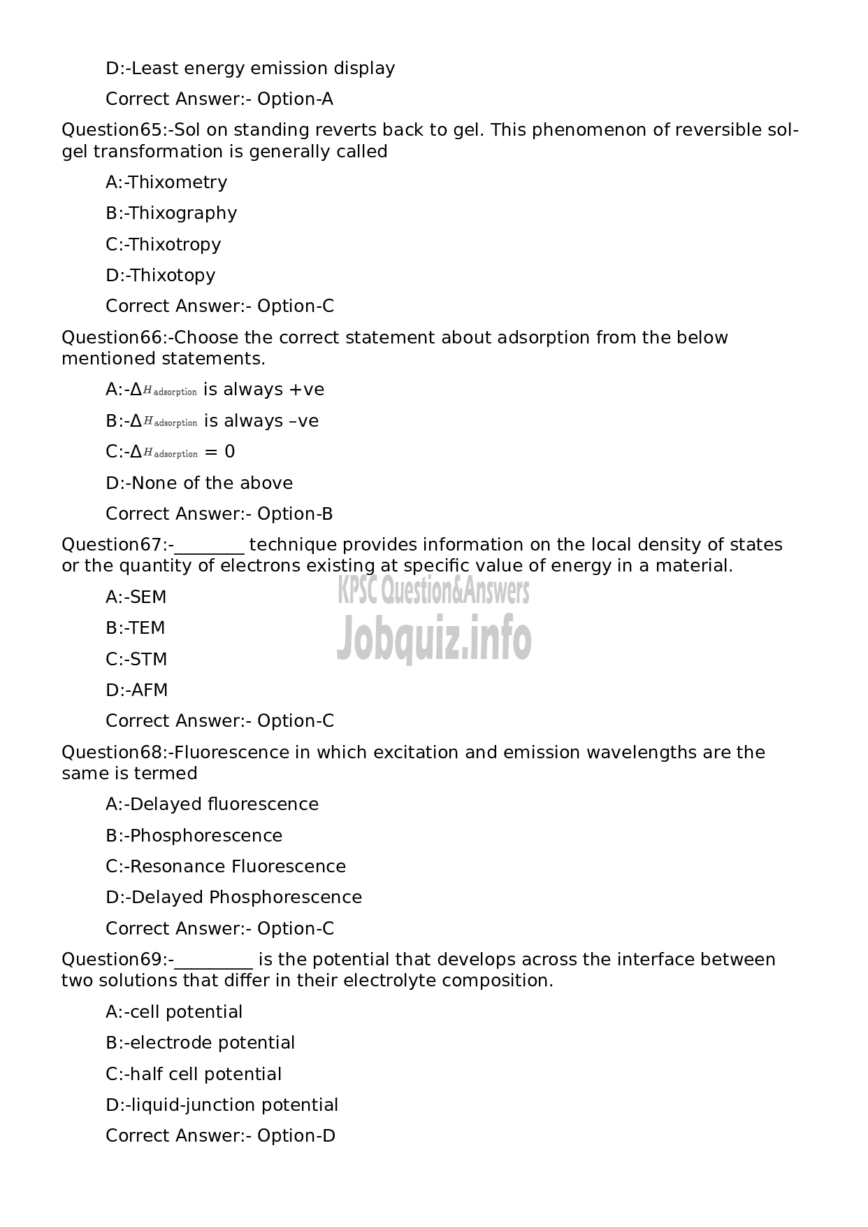 Kerala PSC Question Paper - Higher Secondary School Teacher (Junior) Chemistry-14