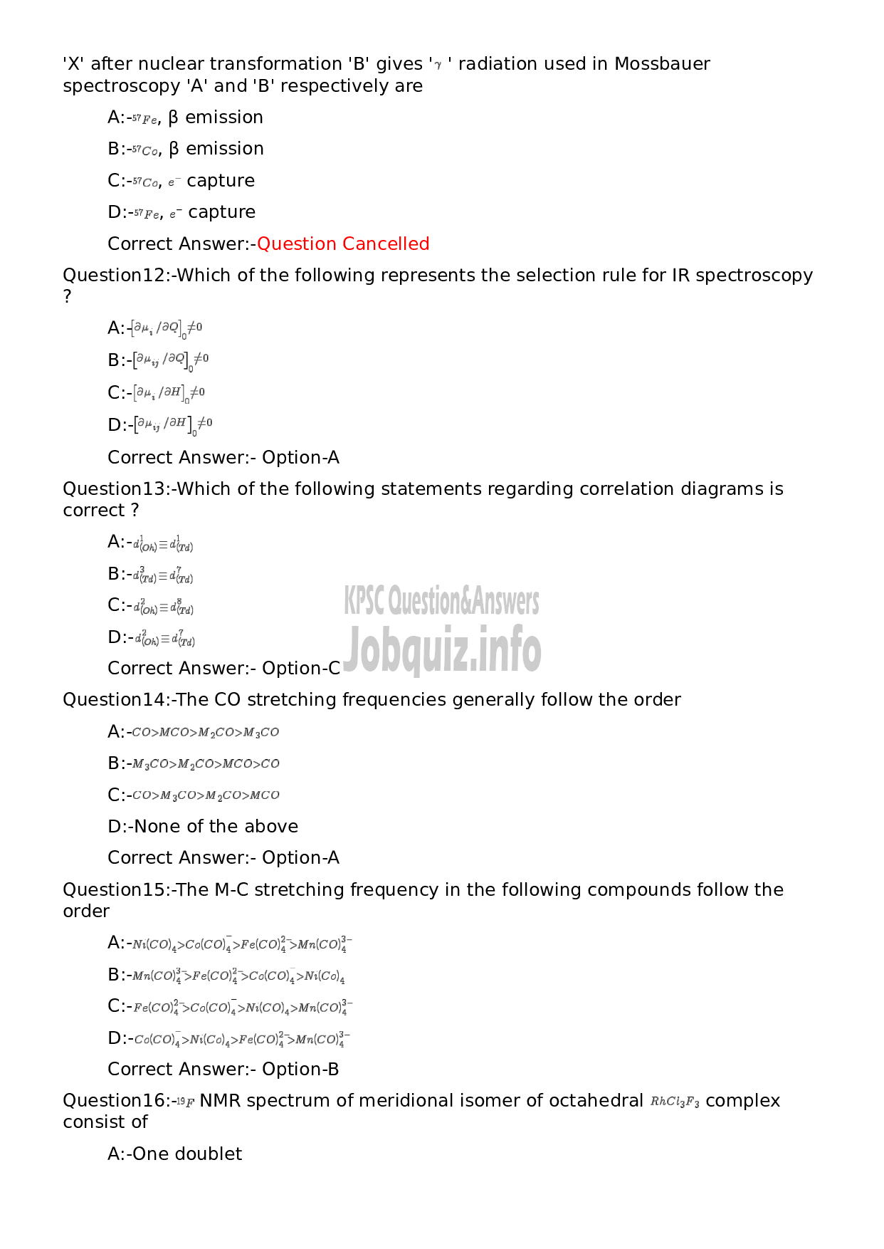 Kerala PSC Question Paper - Higher Secondary School Teacher (Junior) Chemistry-3