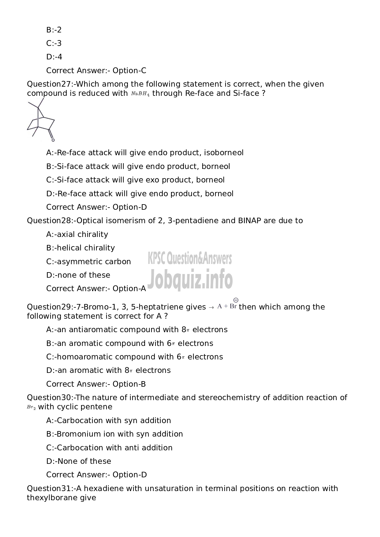 Kerala PSC Question Paper - Higher Secondary School Teacher (Junior) Chemistry-6