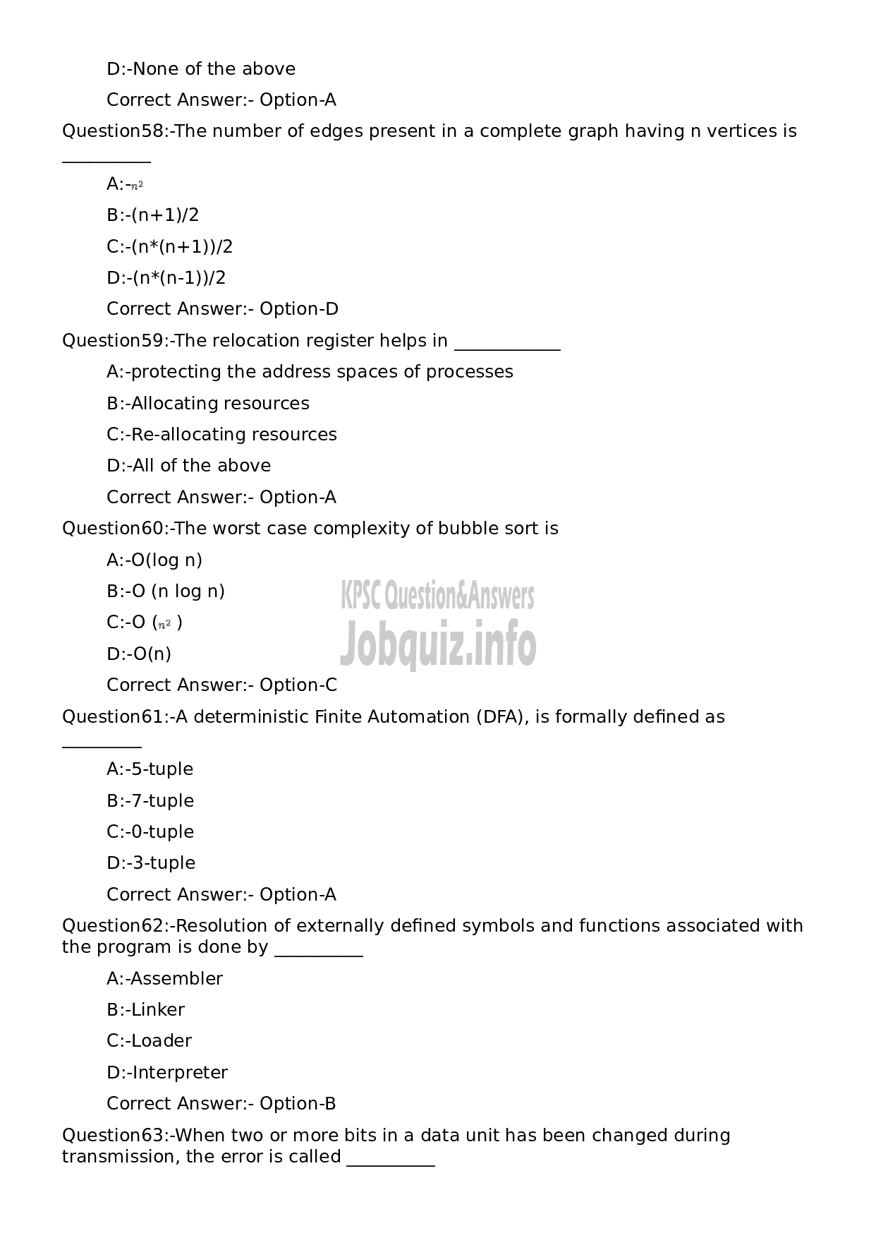 Kerala PSC Question Paper - Higher Secondary School Teacher (Junior) Computer Science-12