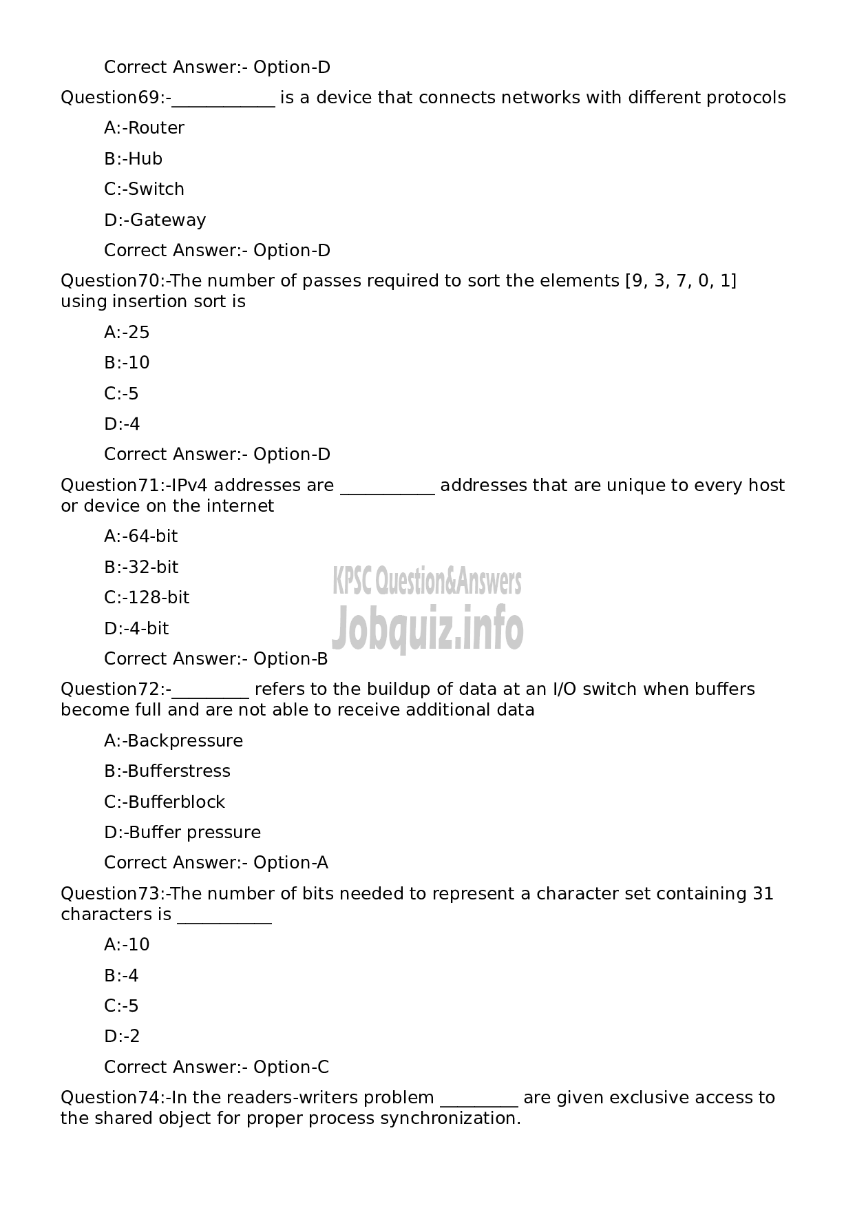 Kerala PSC Question Paper - Higher Secondary School Teacher (Junior) Computer Science-14