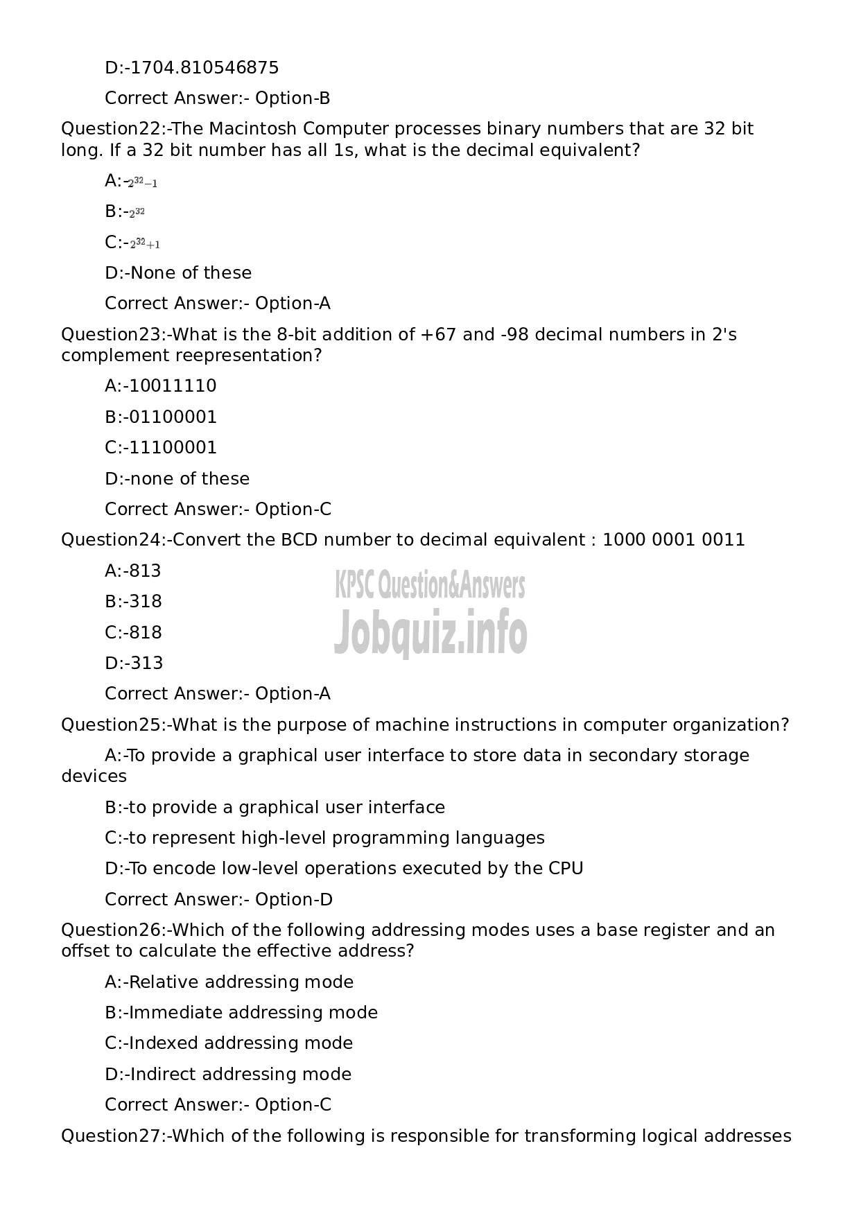 Kerala PSC Question Paper - Higher Secondary School Teacher (Junior) Computer Science-5