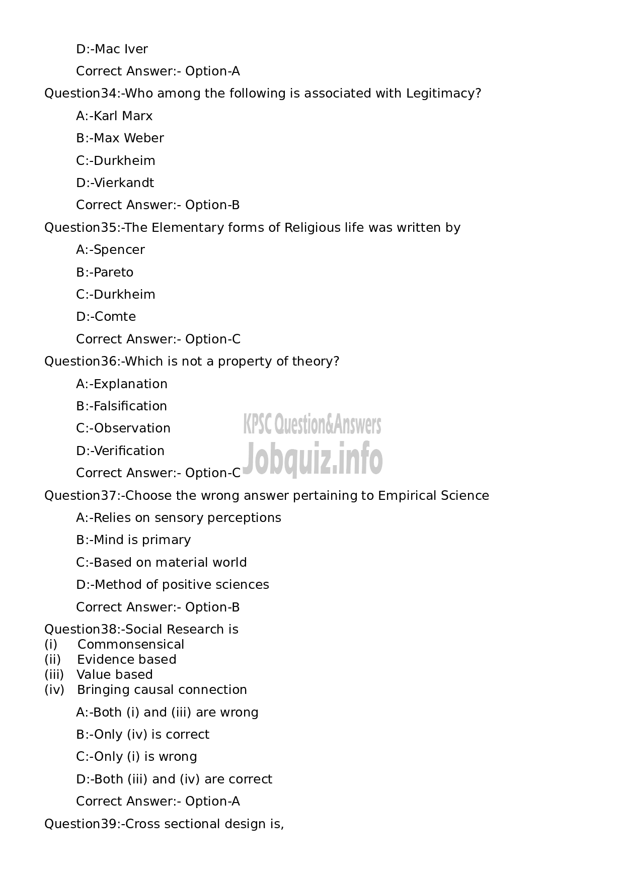 Kerala PSC Question Paper - Higher Secondary School Teacher (Junior) Sociology-7