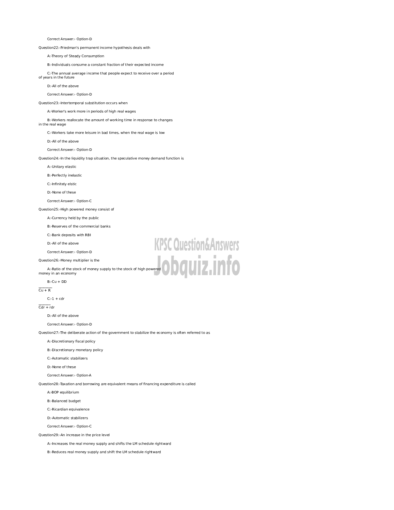 Kerala PSC Question Paper - Higher Secondary School Teacher (Junior) in Economics -Kerala Higher Secondary Education-4