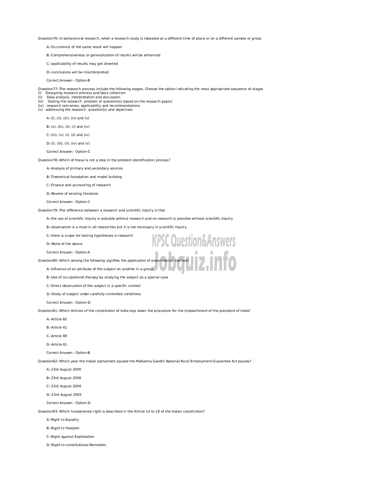 Kerala PSC Question Paper - Higher Secondary School Teacher (Junior) in Psychology - Kerala Higher Secondary Education -11