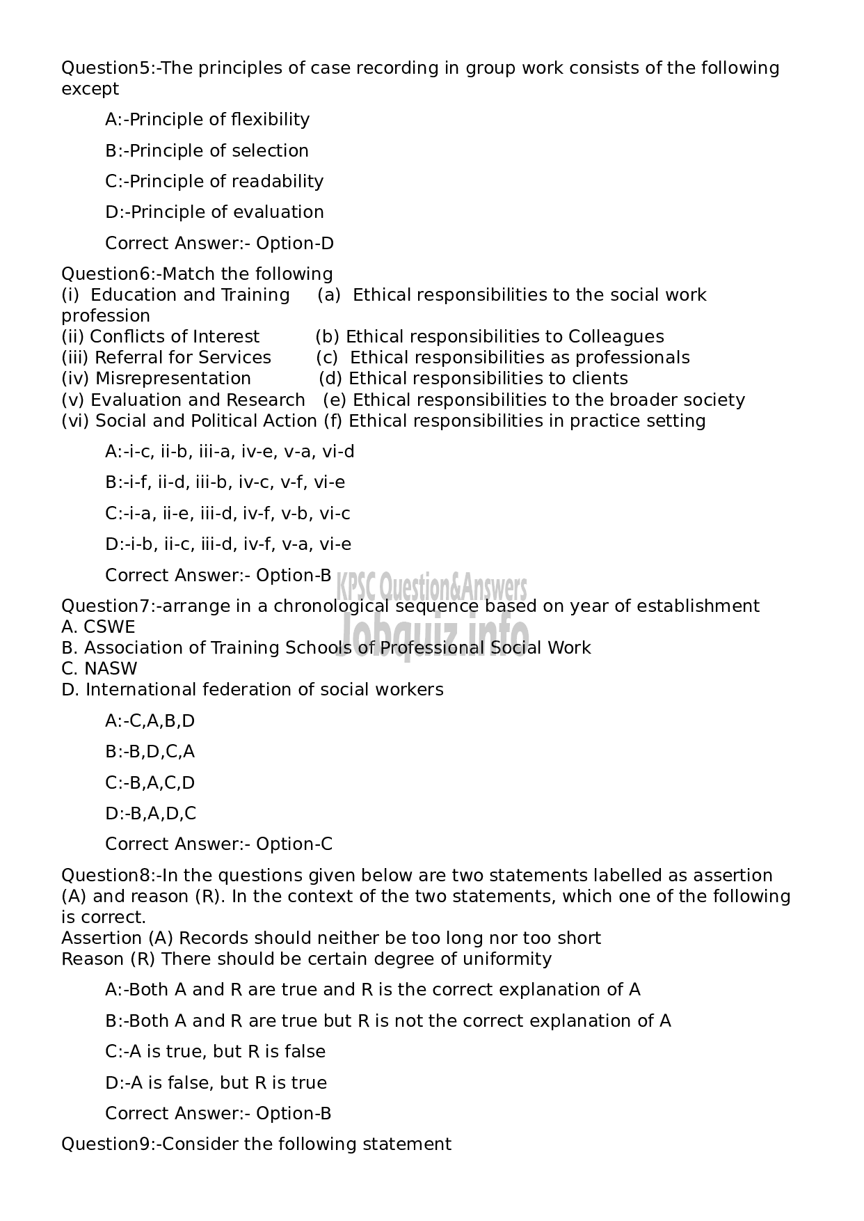Kerala PSC Question Paper - Higher Secondary School Teacher Social Work-2
