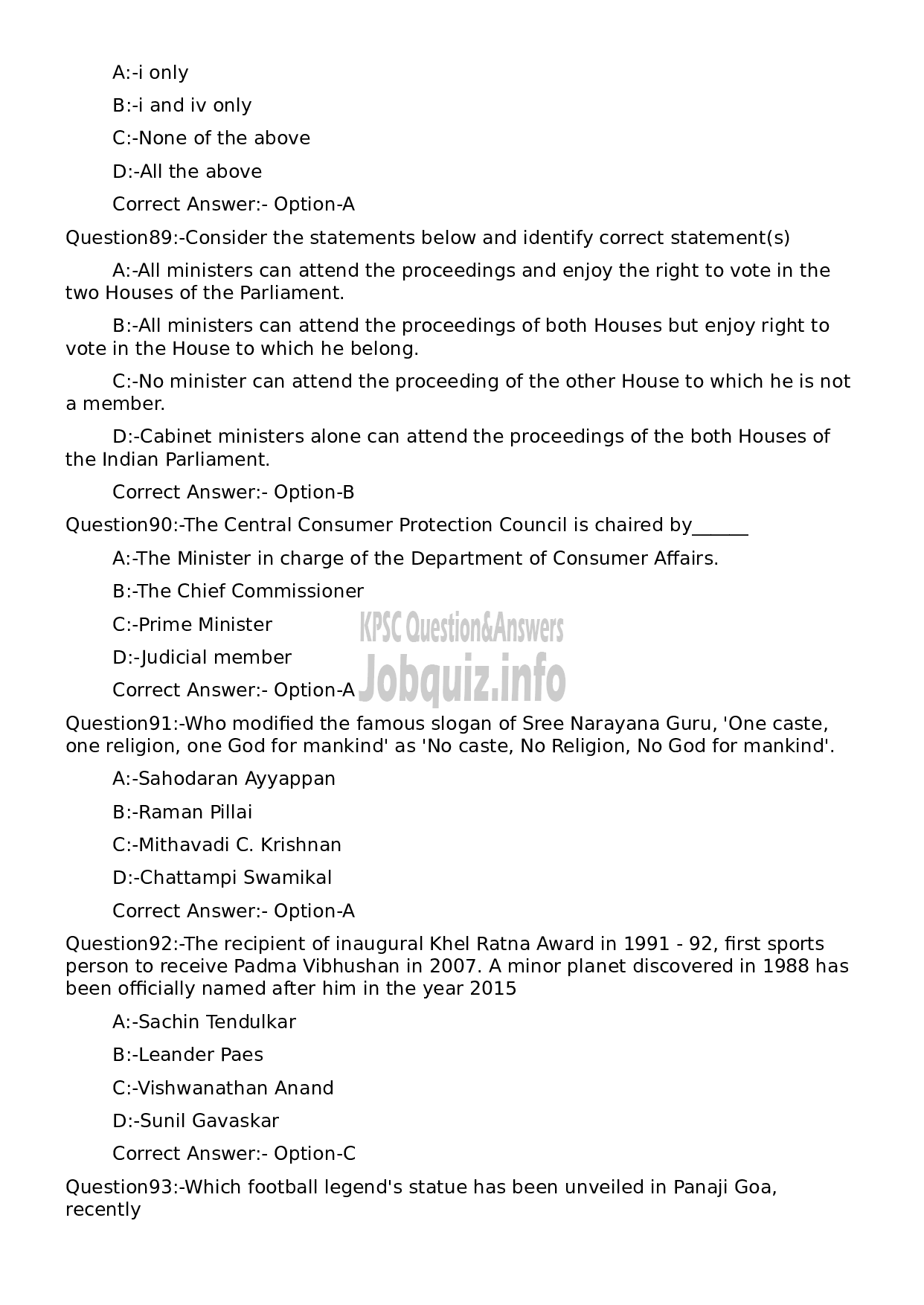 Kerala PSC Question Paper - Higher Secondary School Teacher Social Work-19